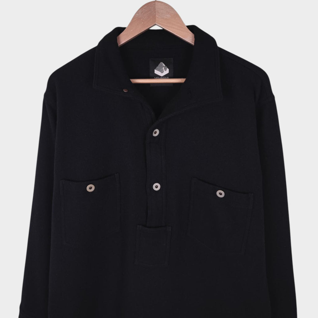 MOUNTAIN RESEARCH Men's Black Made in Japan Wool Blend Pullover Timber Overshirt
