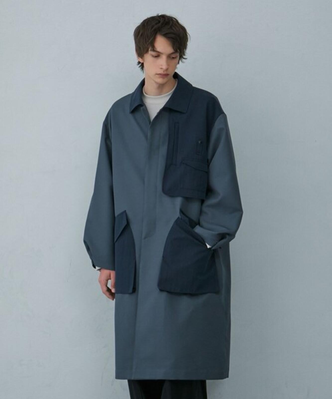 PUBLIC TOKYO Men's Blue Made in Japan Multi Gun Flap Coat