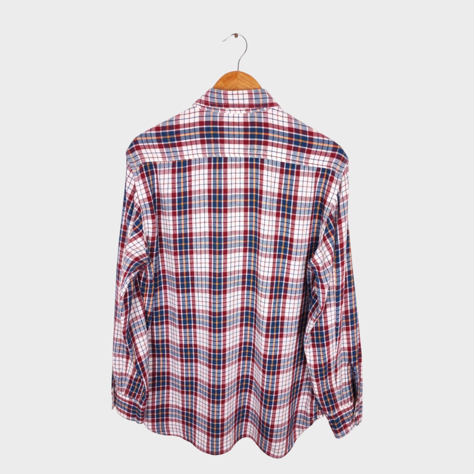BEAMS PLUS Men's Made in Japan Multicoloured Check Cotton/Linen Work Shirt