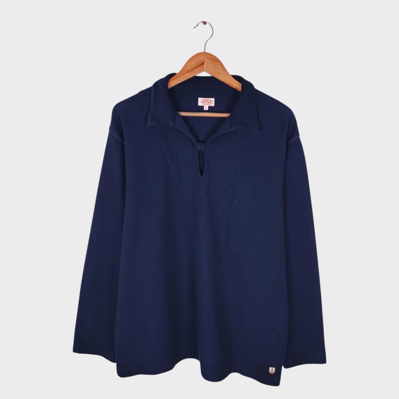 ARMOR LUX Men's Navy Blue Cotton Jersey Pullover Sweatshirt Smock