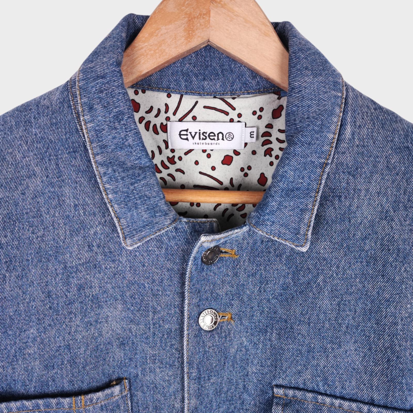EVISEN SKATEBOARDS Men's Blue Shrimp Denim Chore Jacket
