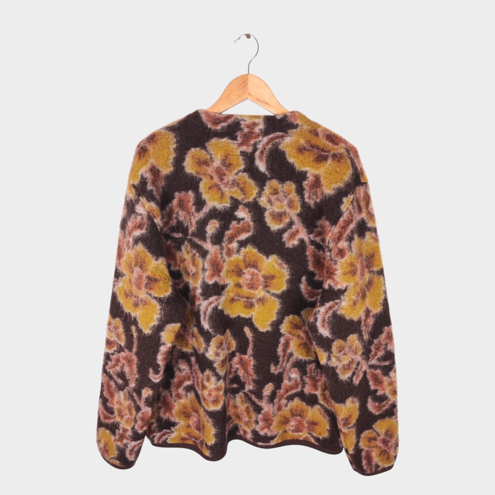 UNIVERSAL WORKS Men's Floral Shaggy Wool Fleece Cardigan