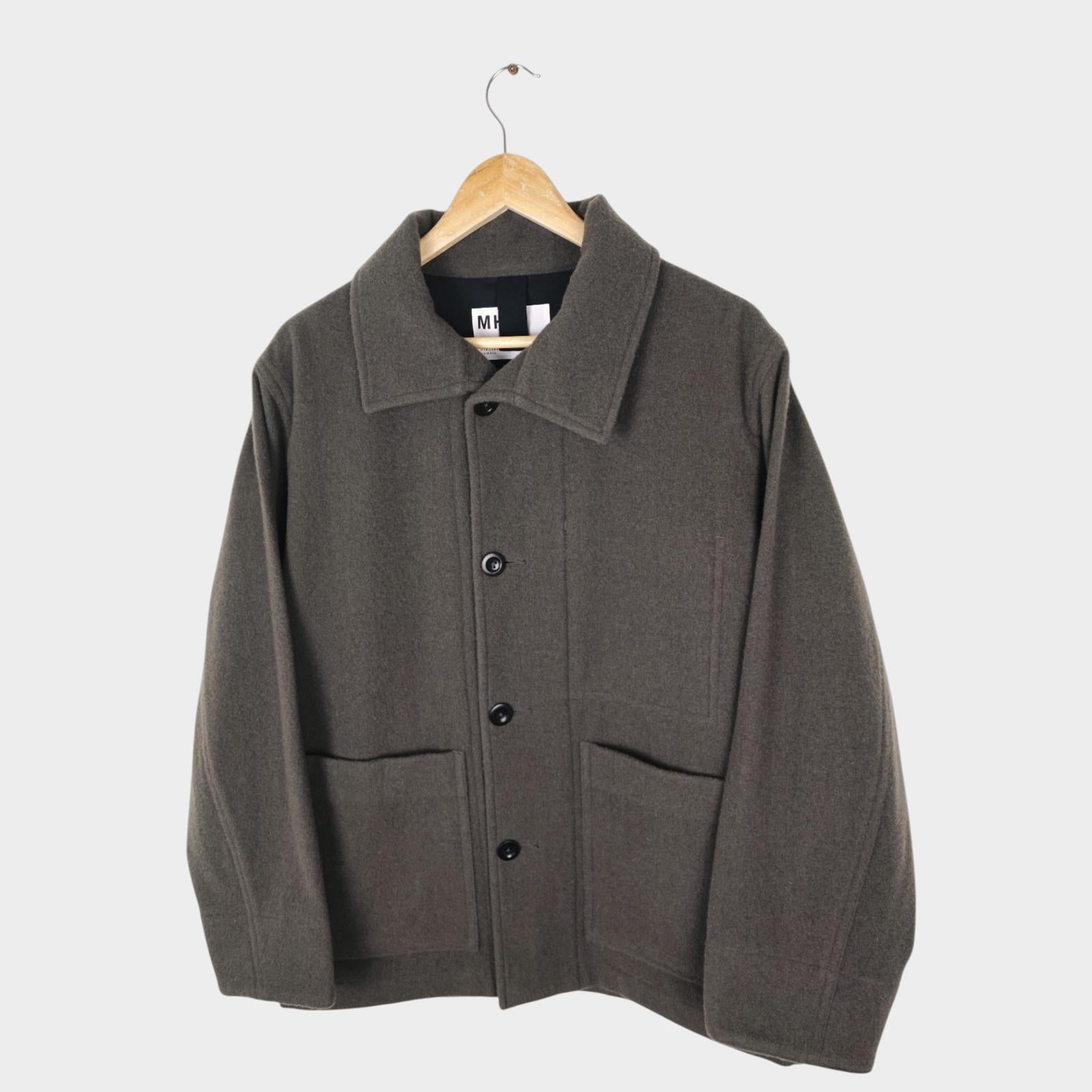 MHL MARGARET HOWELL Men's Pale Khaki Green 100% Wool Chore Coat Jacket