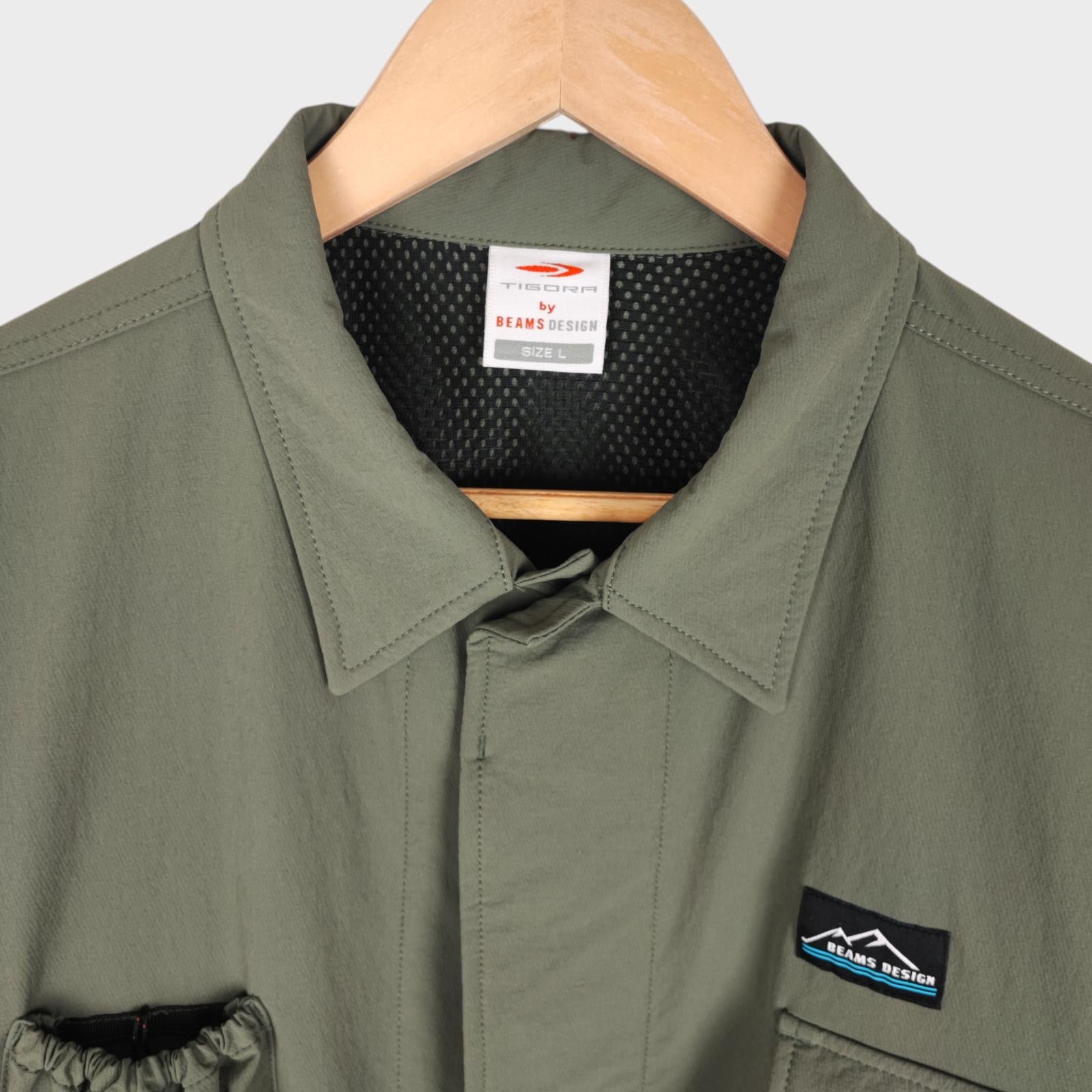 BEAMS x TIGORA Men's Green Water Repellent Utility Jacket