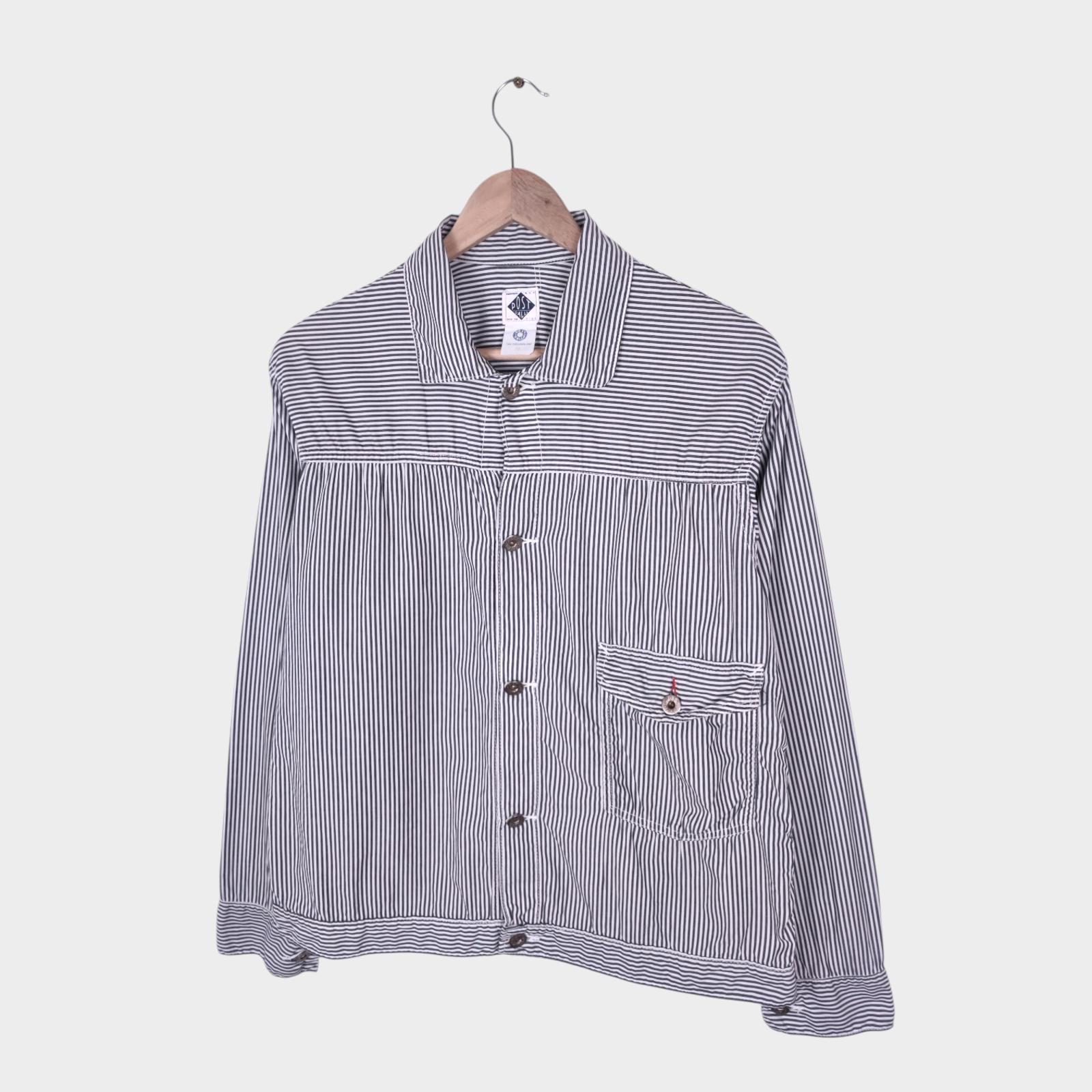 POST OVERALLS Men's Made in USA Striped Lightweight Overshirt Jacket