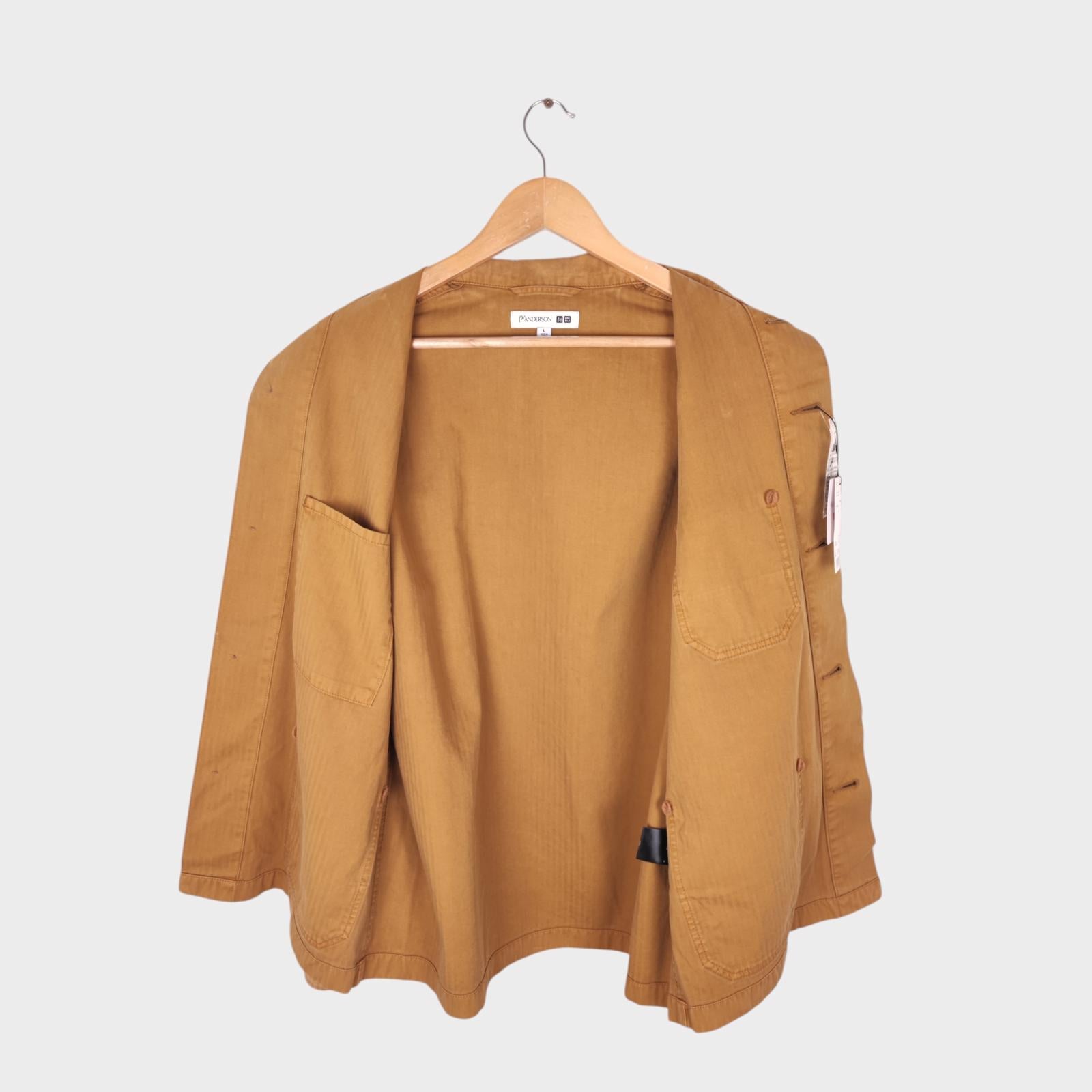 JW ANDERSON x UNIQLO Men's Washed Brown Embroidered Logo Chore Jacket