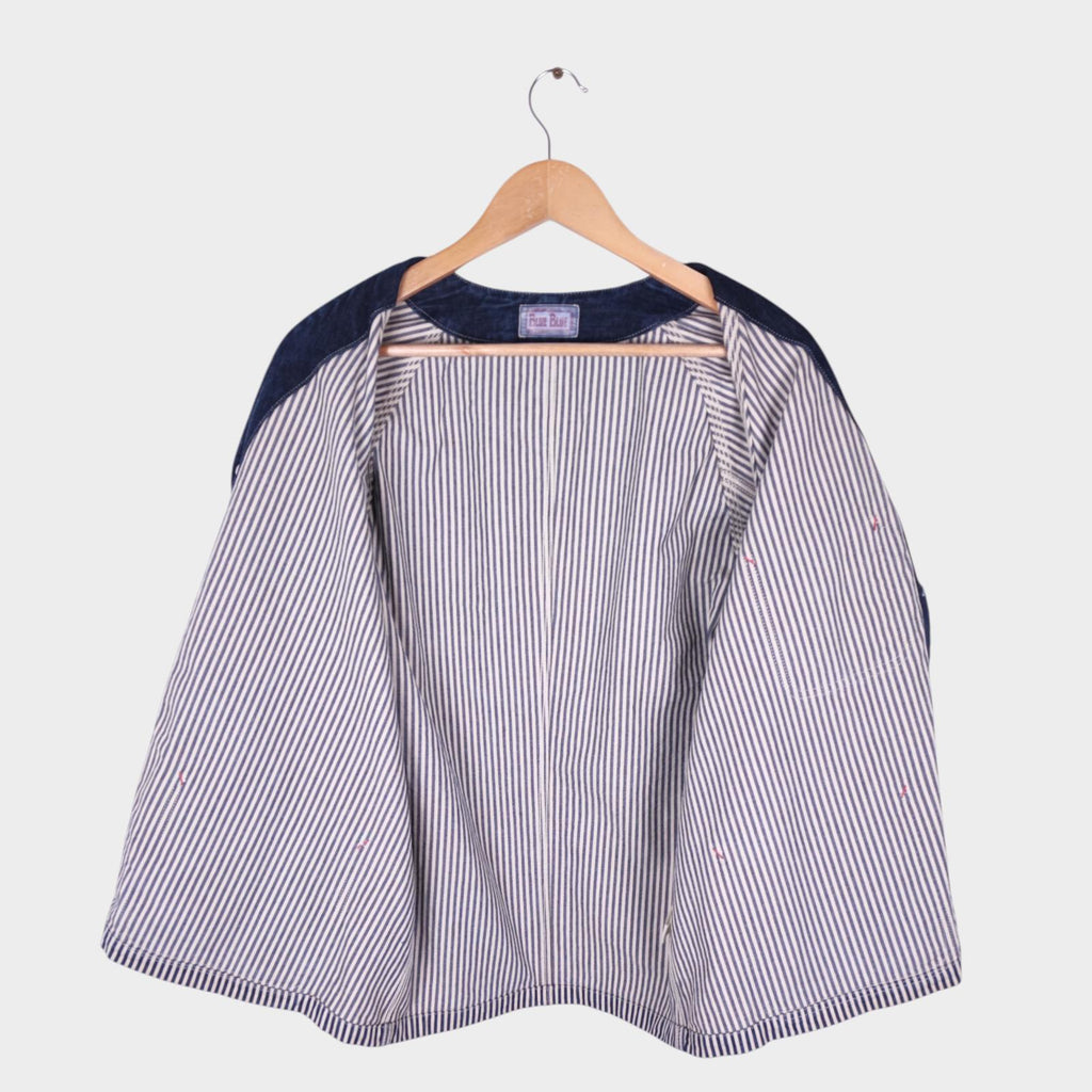 BLUE BLUE JAPAN Men's Made in Japan Hickory Stripe V-Neck Chore Jacket