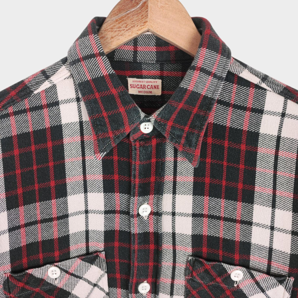 SUGAR CANE Men's Made in Japan Multicoloured Checked Soft Twill Work Shirt