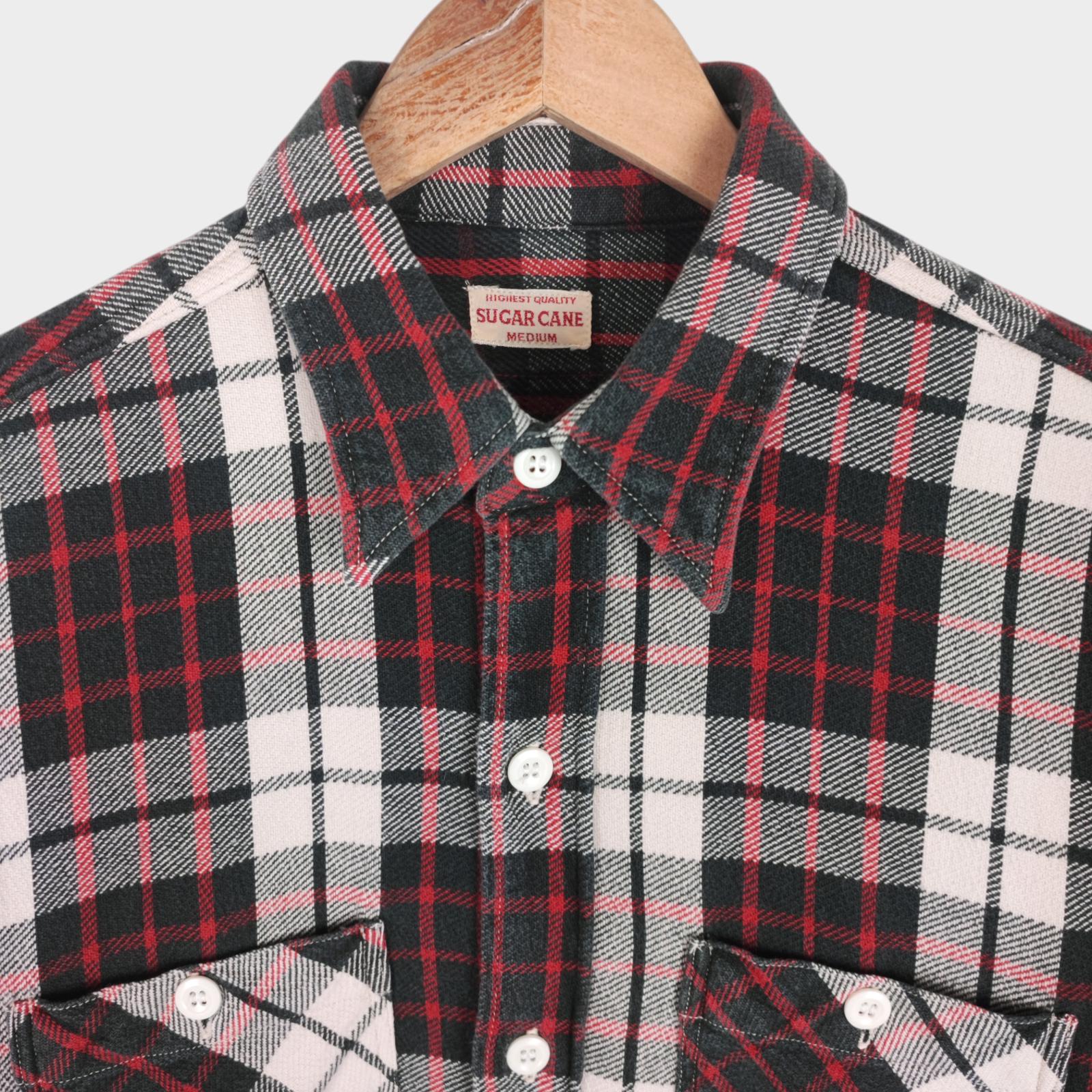 SUGAR CANE Men's Made in Japan Multicoloured Checked Soft Twill Work Shirt