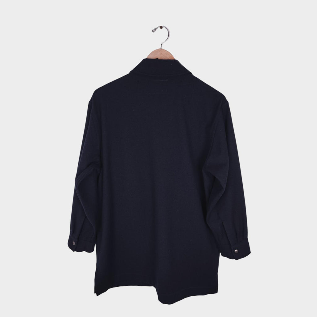 MHL MARGARET HOWELL Women's Navy Blue 100% Wool Relaxed Fit Jacket