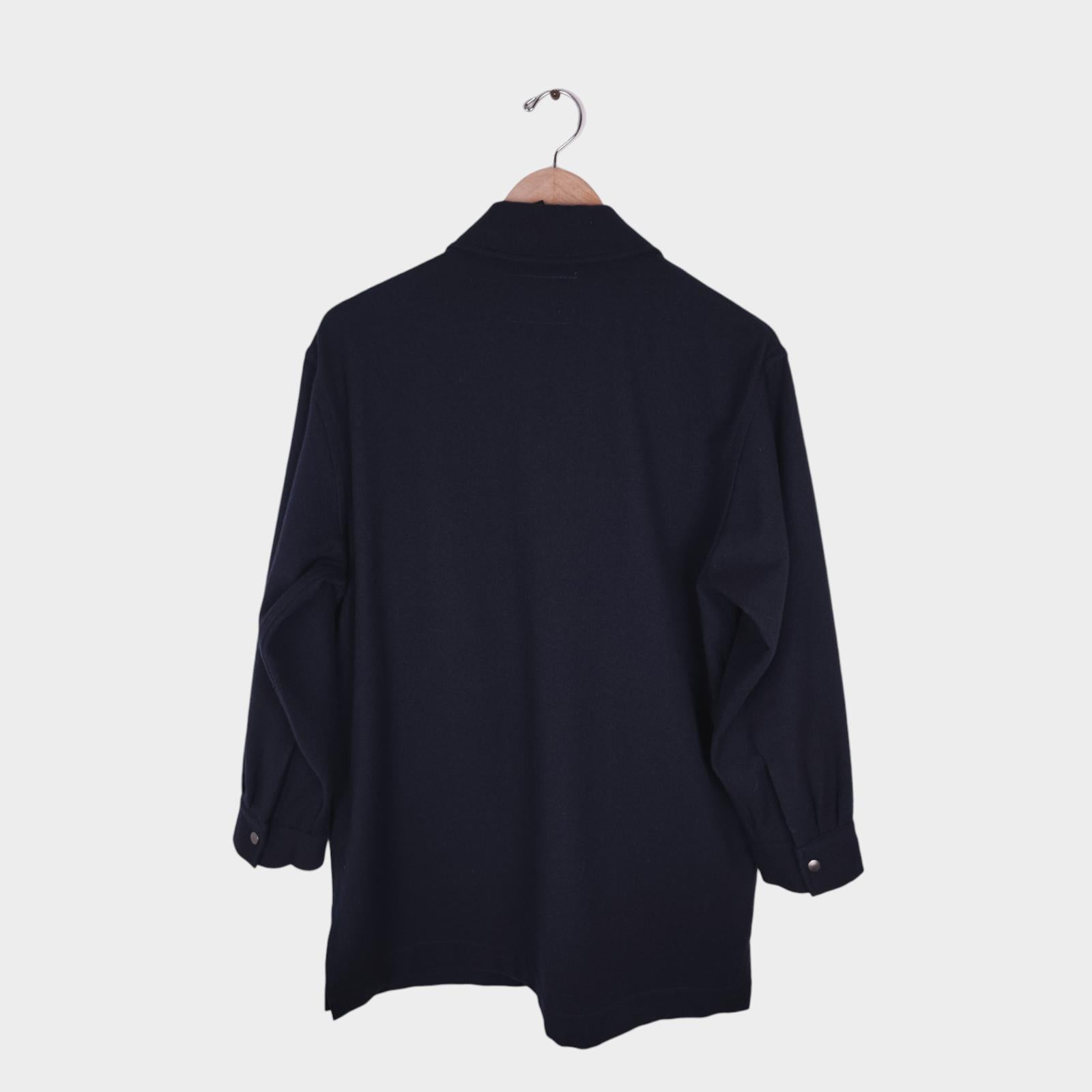 MHL MARGARET HOWELL Women's Navy Blue 100% Wool Relaxed Fit Jacket