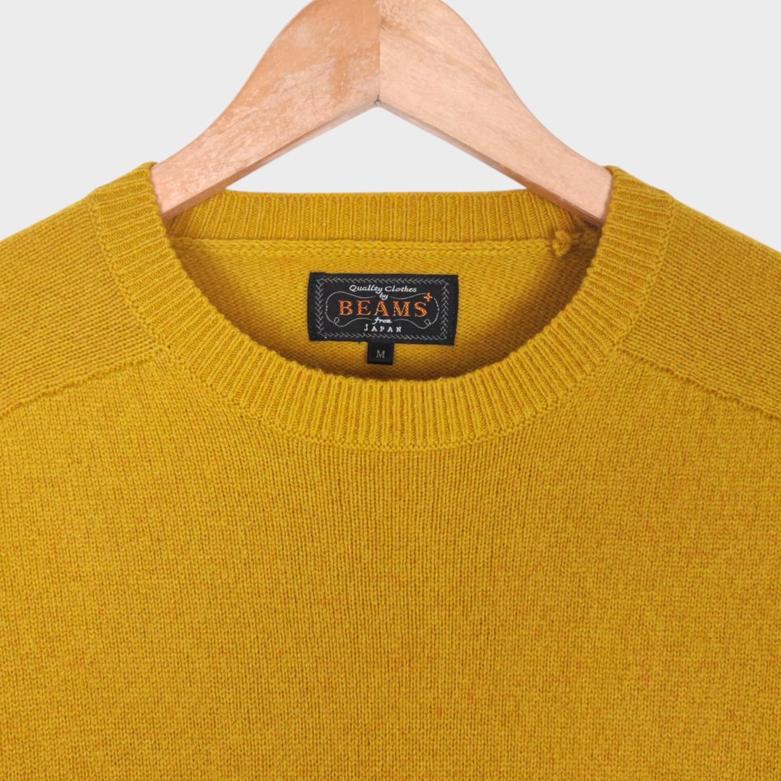 BEAMS PLUS Men's Yellow 100% Wool Jumper