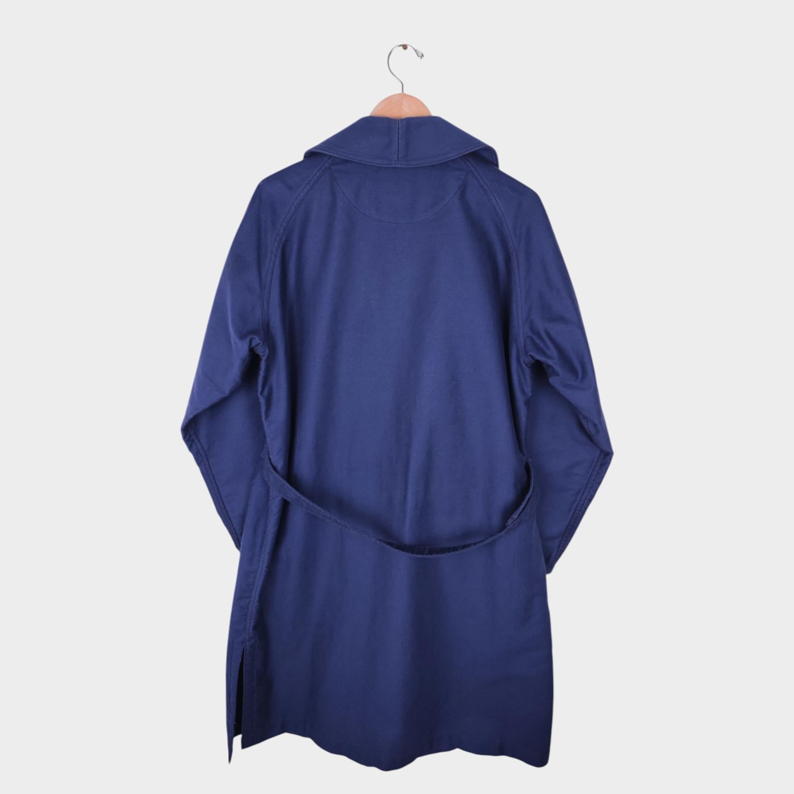 LE SANS PAREIL Men's Made in Japan Blue Moleskin Belted Coat