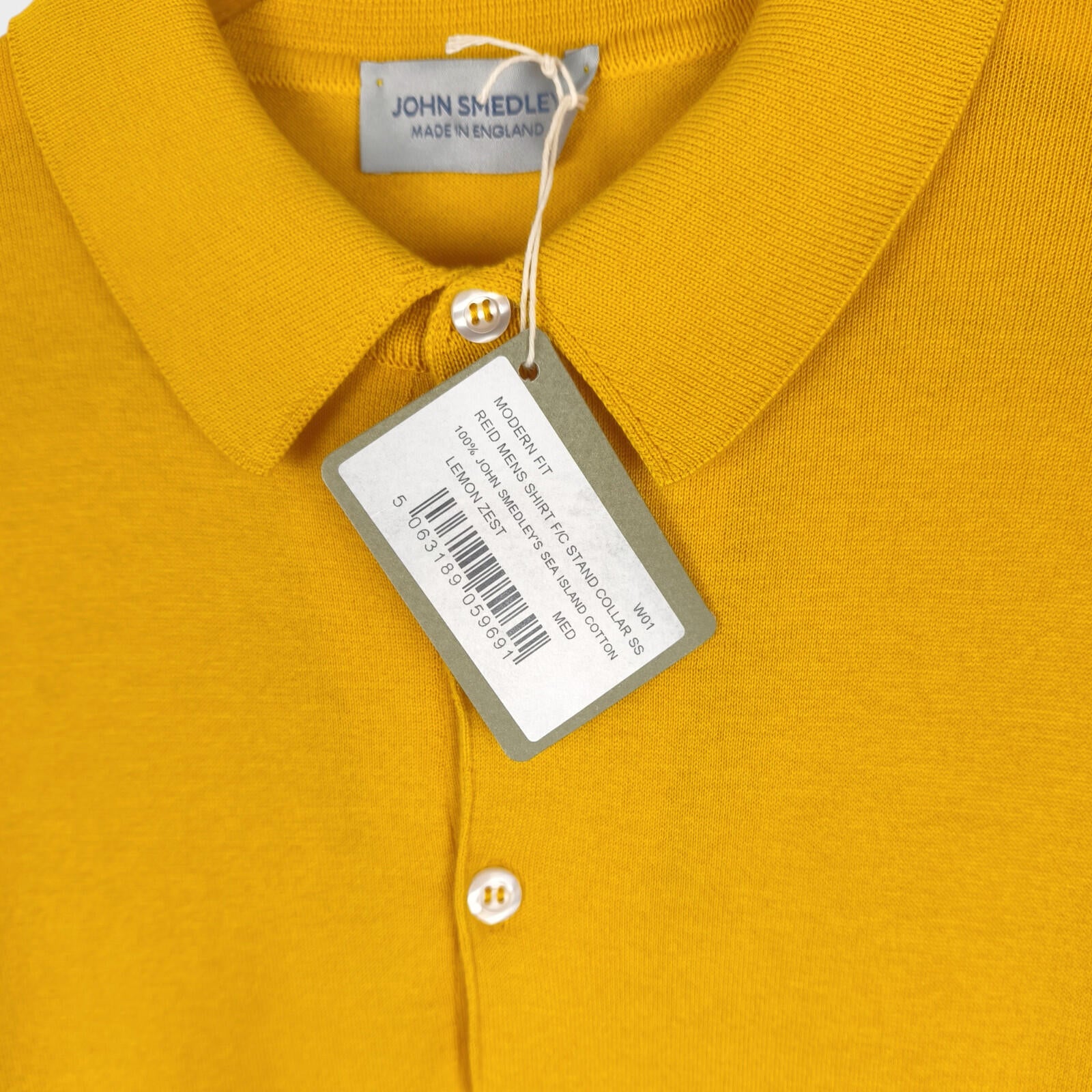 JOHN SMEDLEY Men's Lemon Zest Yellow 100% Sea Island Cotton Reid Polo Shirt