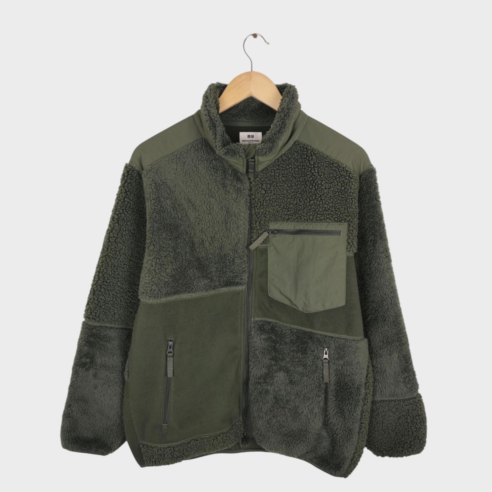 ENGINEERED GARMENTS x UNIQLO Men's Khaki Green Patchwork Fleece Jacket