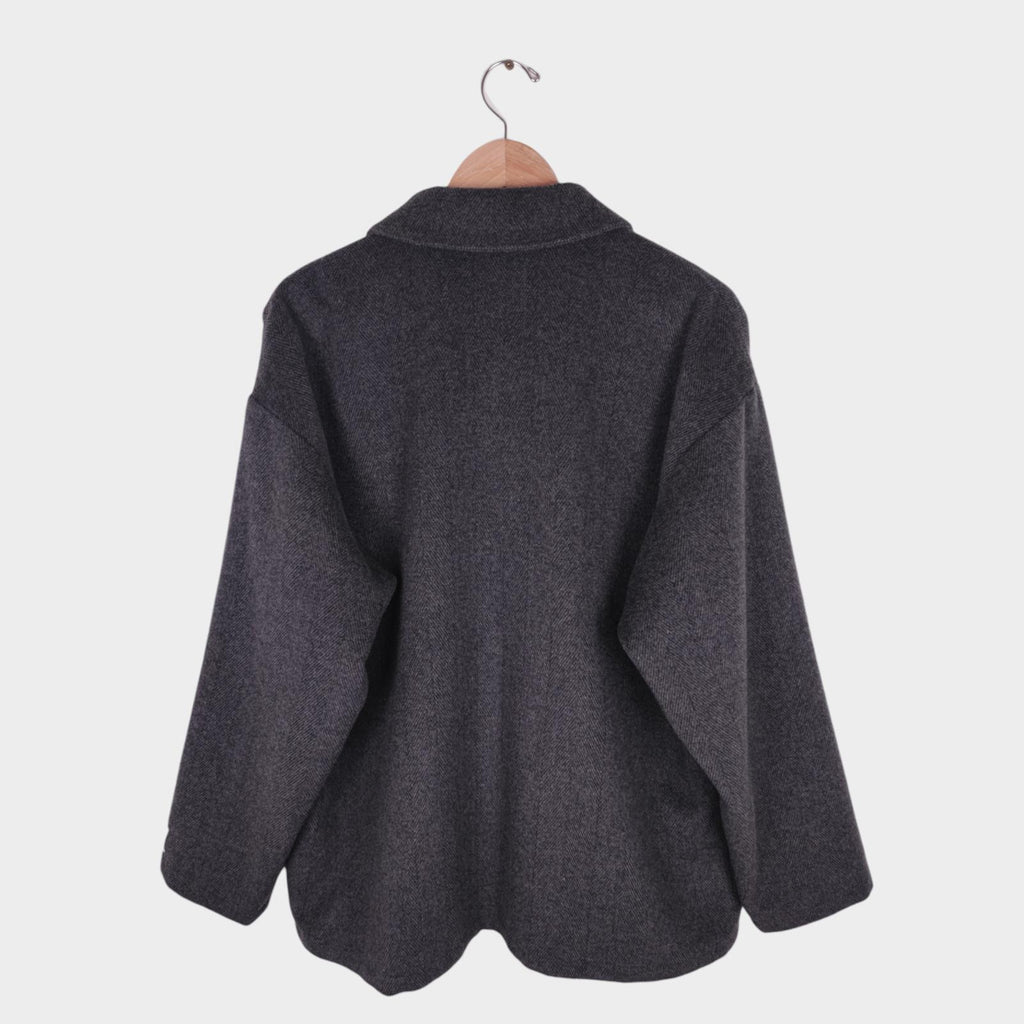 BEAMS B:MING Men's Grey Herringbone Tasmania Wool Blend Chore Jacket