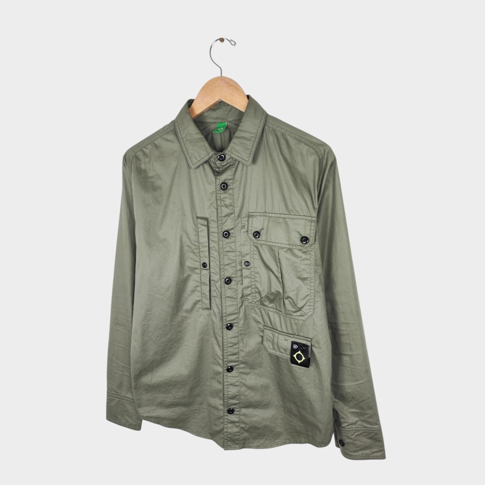MA.STRUM Men's Light Green Cotton Detachable ID Military Overshirt