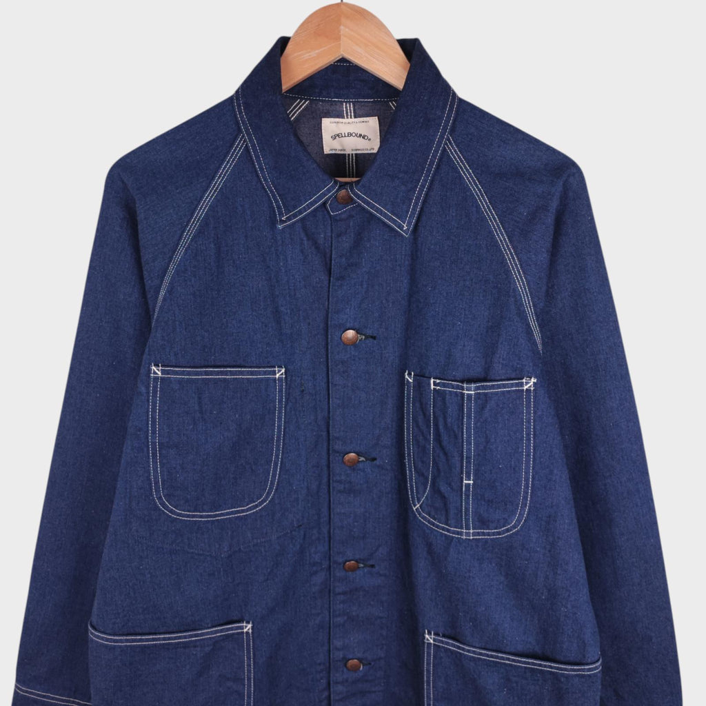 SPELLBOUND Men's Made in Japan Blue Denim Utility Chore Jacket