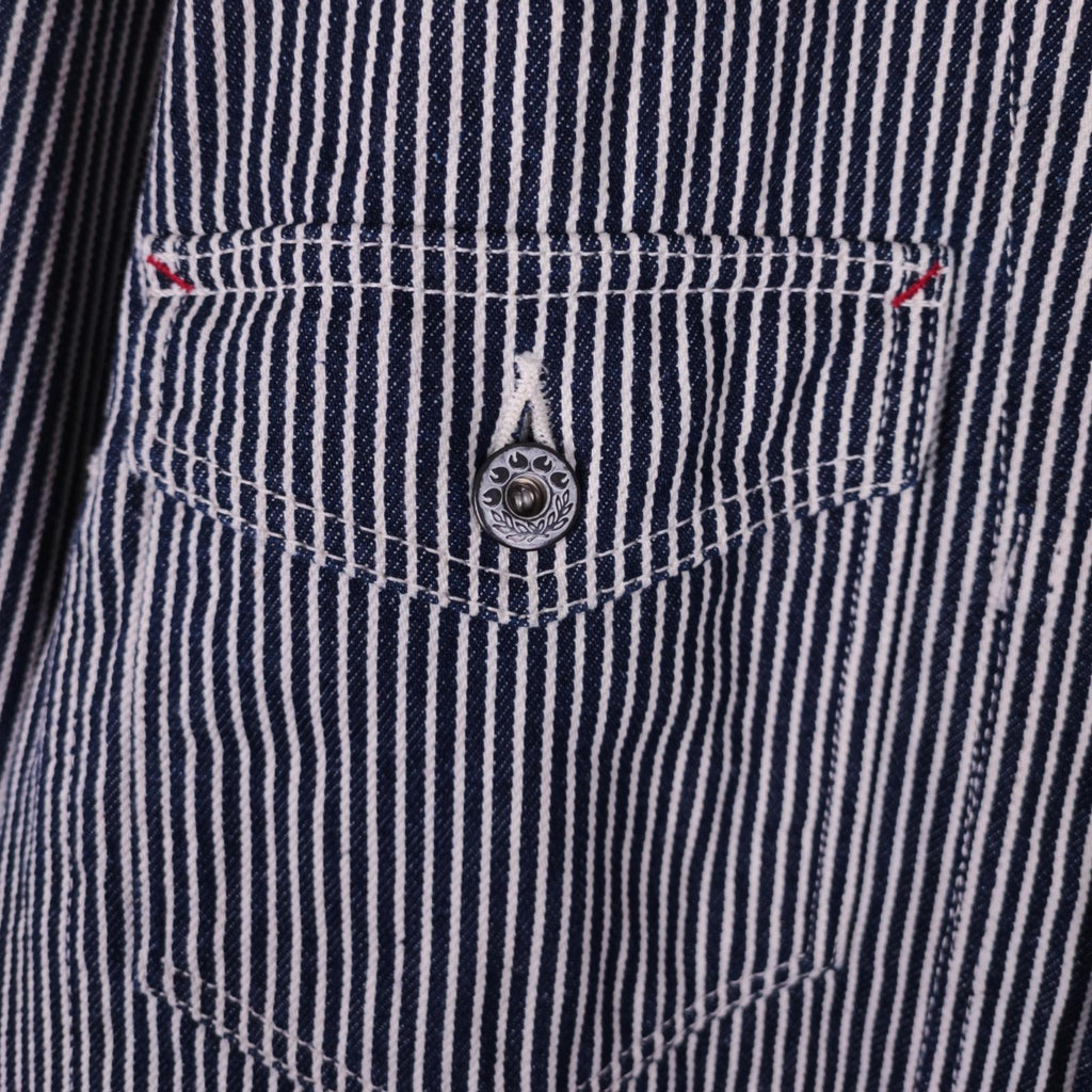MOMOTARO Men's Made in Japan Hickory Stripe V-Neck Chore Jacket