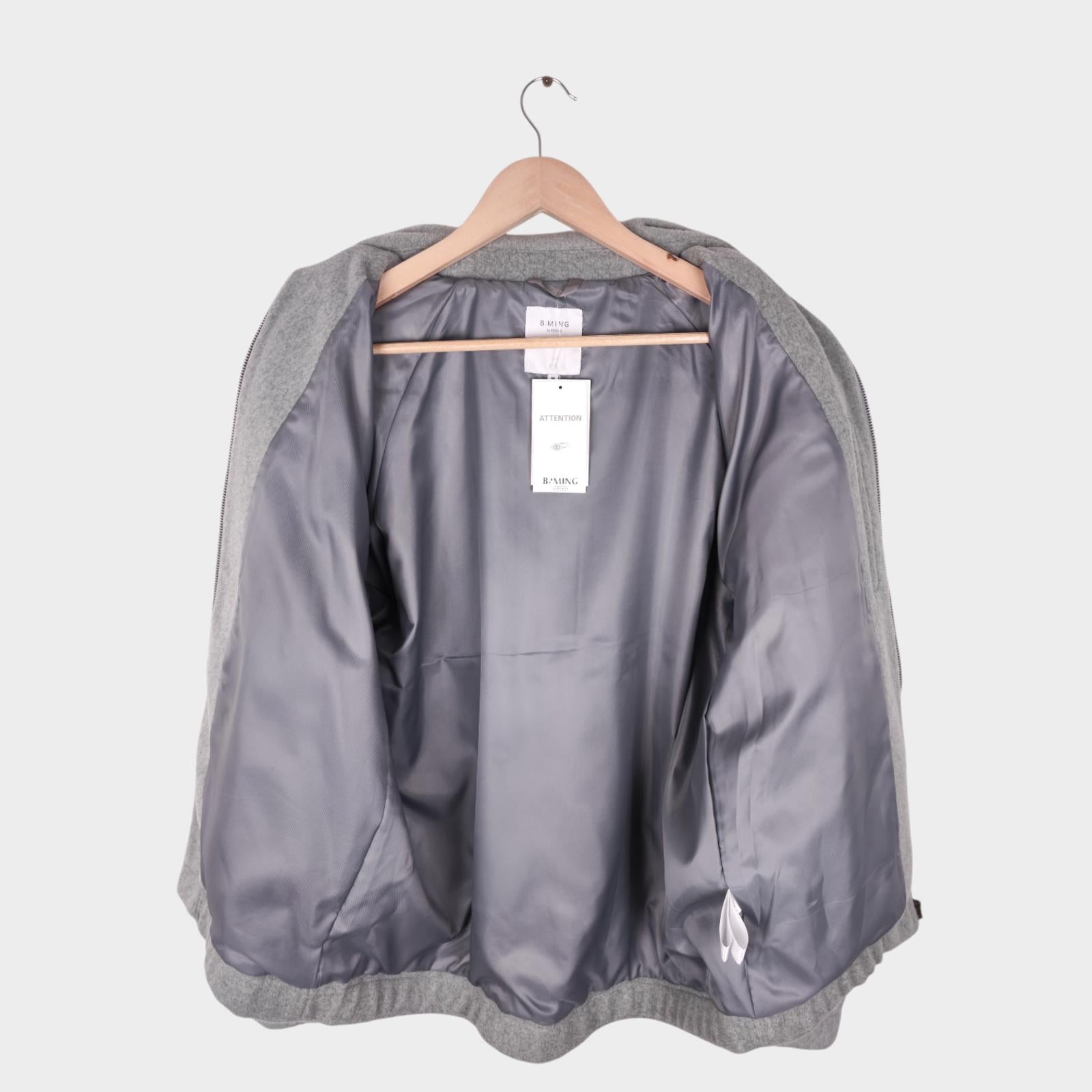 BEAMS B:MING Men's Grey Hybrid Melton Fleece Blouson Bomber Jacket