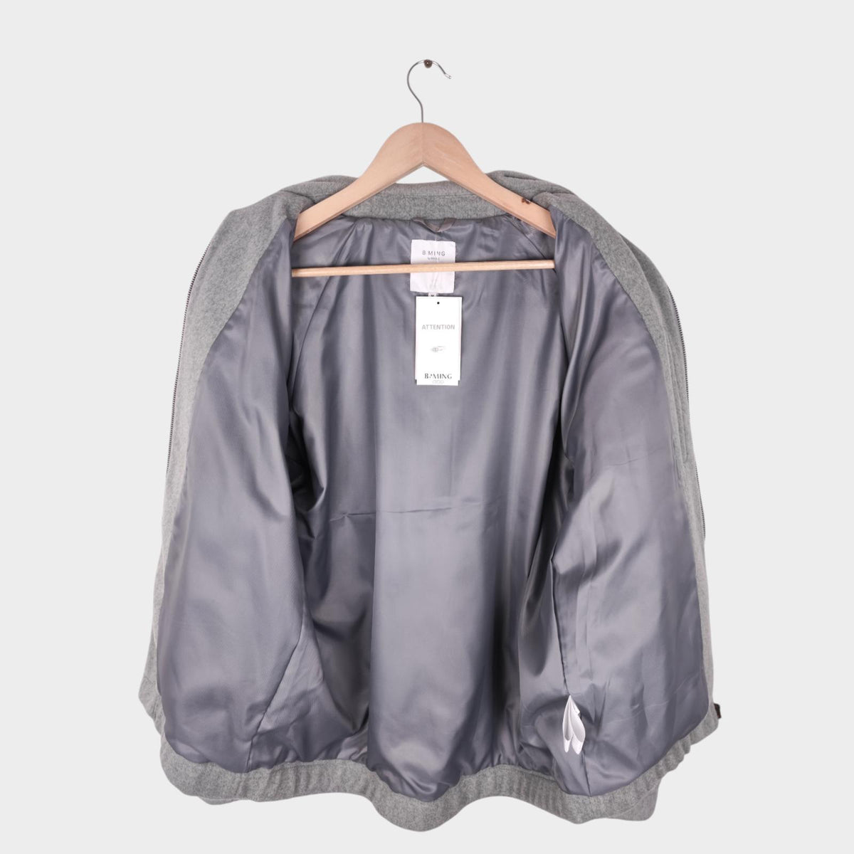 BEAMS B:MING Men's Grey Hybrid Melton Fleece Blouson Bomber Jacket