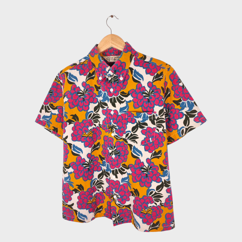 JELADO Starry Gate Men's Made in Japan Floral Print Linen Cotton Blend Shirt