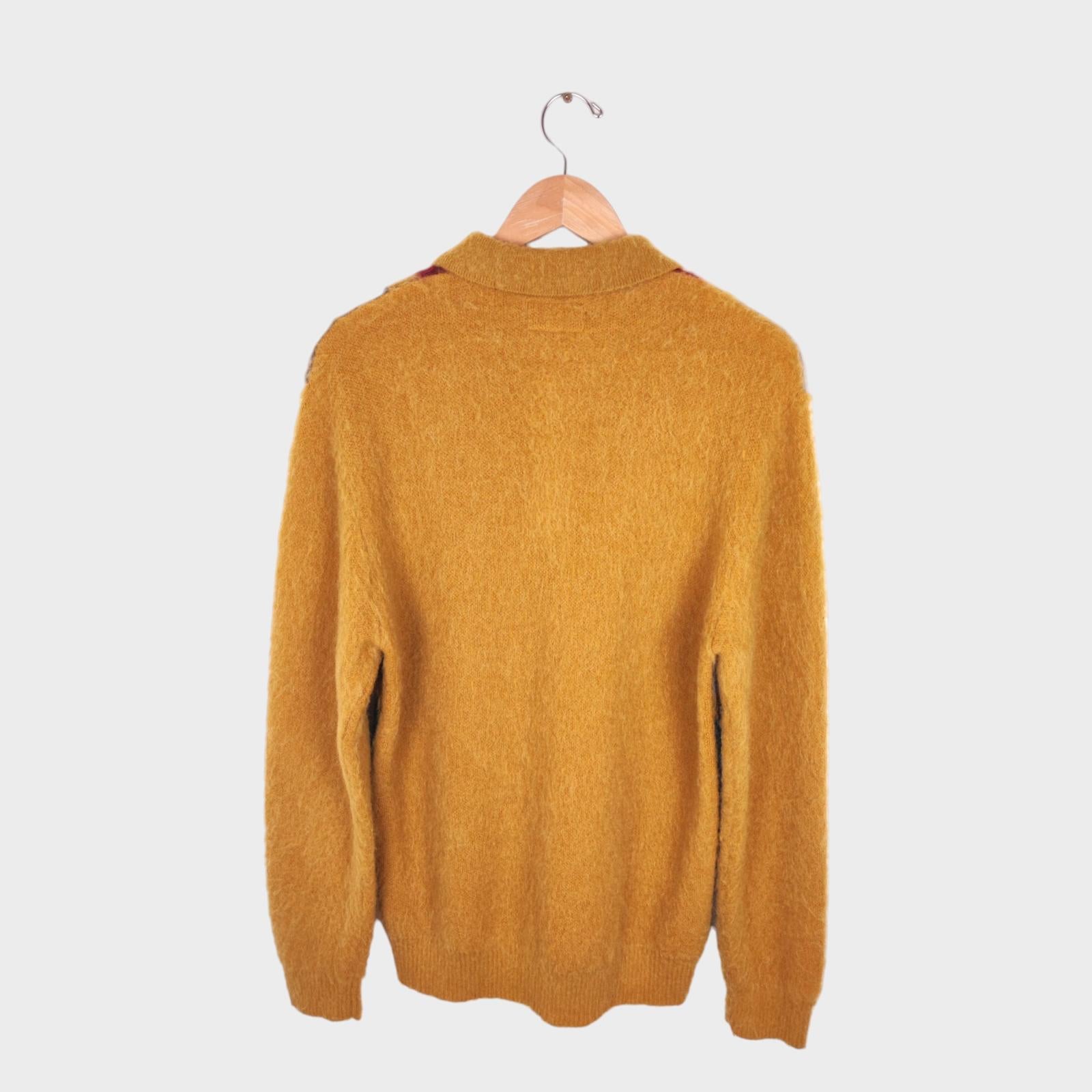 BEAMS PLUS Men's 9 Gauge Shaggy Mohair Blend Polo Shirt Jumper