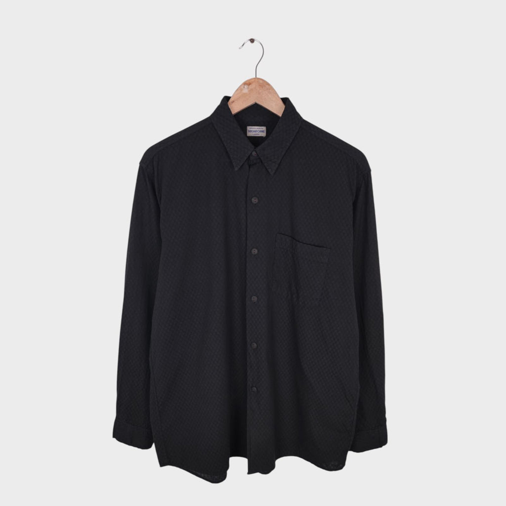 SUGAR CANE Men's Made in Japan Black Knitted Pattern Shirt