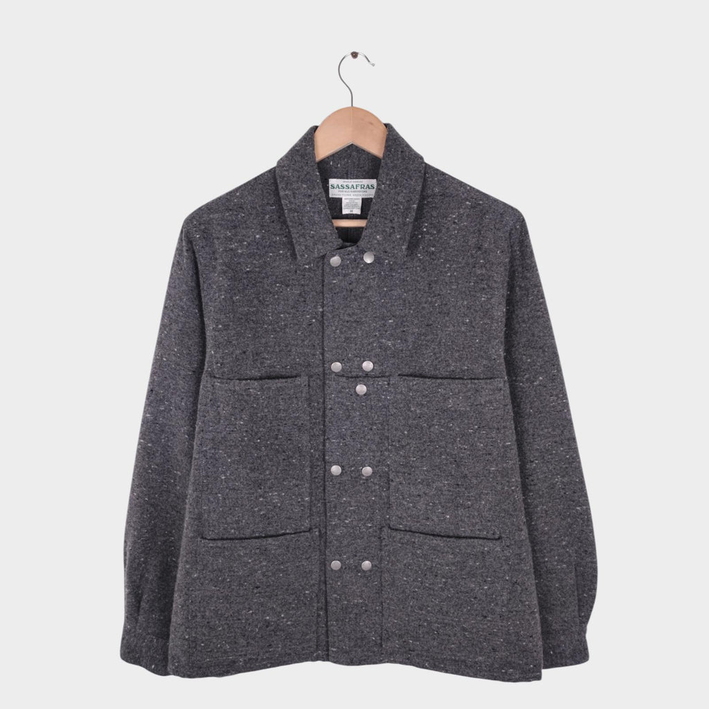 SASSAFRAS Men's Made in Japan Grey Wool Blend Leaf Blower Jacket