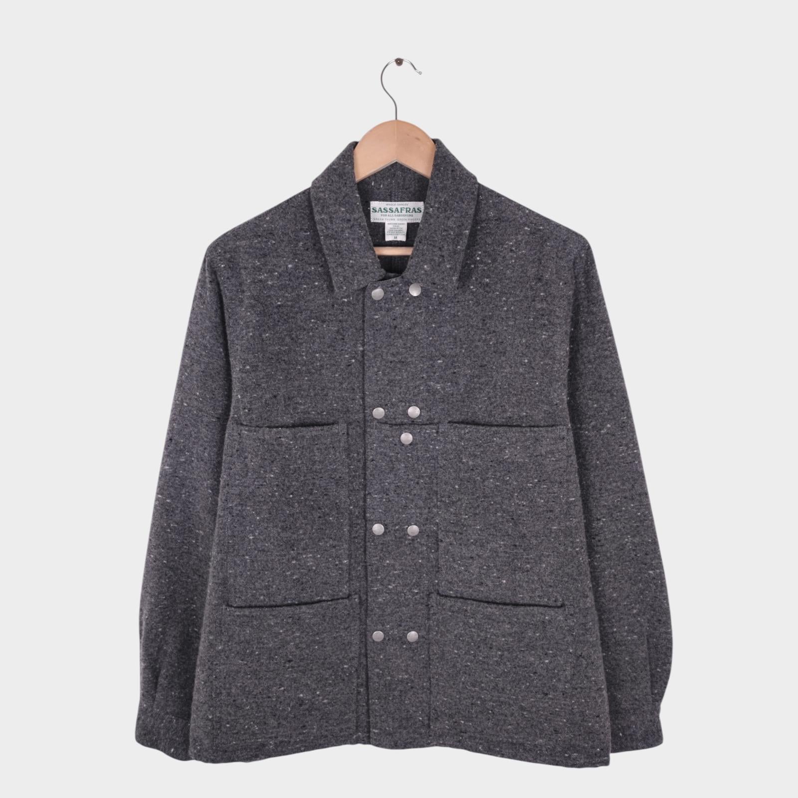 SASSAFRAS Men's Made in Japan Grey Wool Blend Leaf Blower Jacket