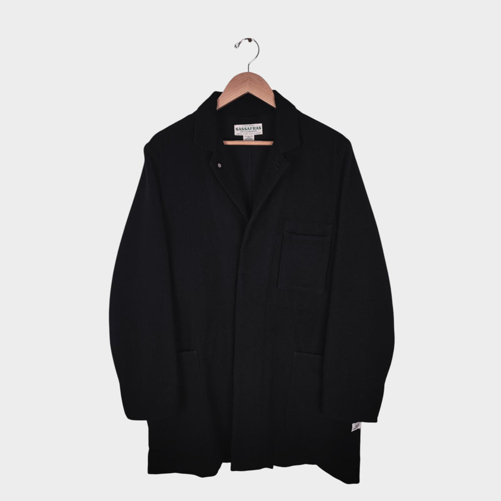 Sassafras Men's Made in Japan Black Wool Blend Whole Leaf Coat Jacket