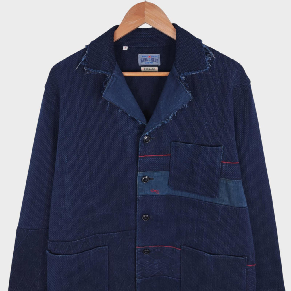 BLUE BLUE JAPAN Men's Made in Japan Blue Sashiko Boro Patchwork Chore Jacket