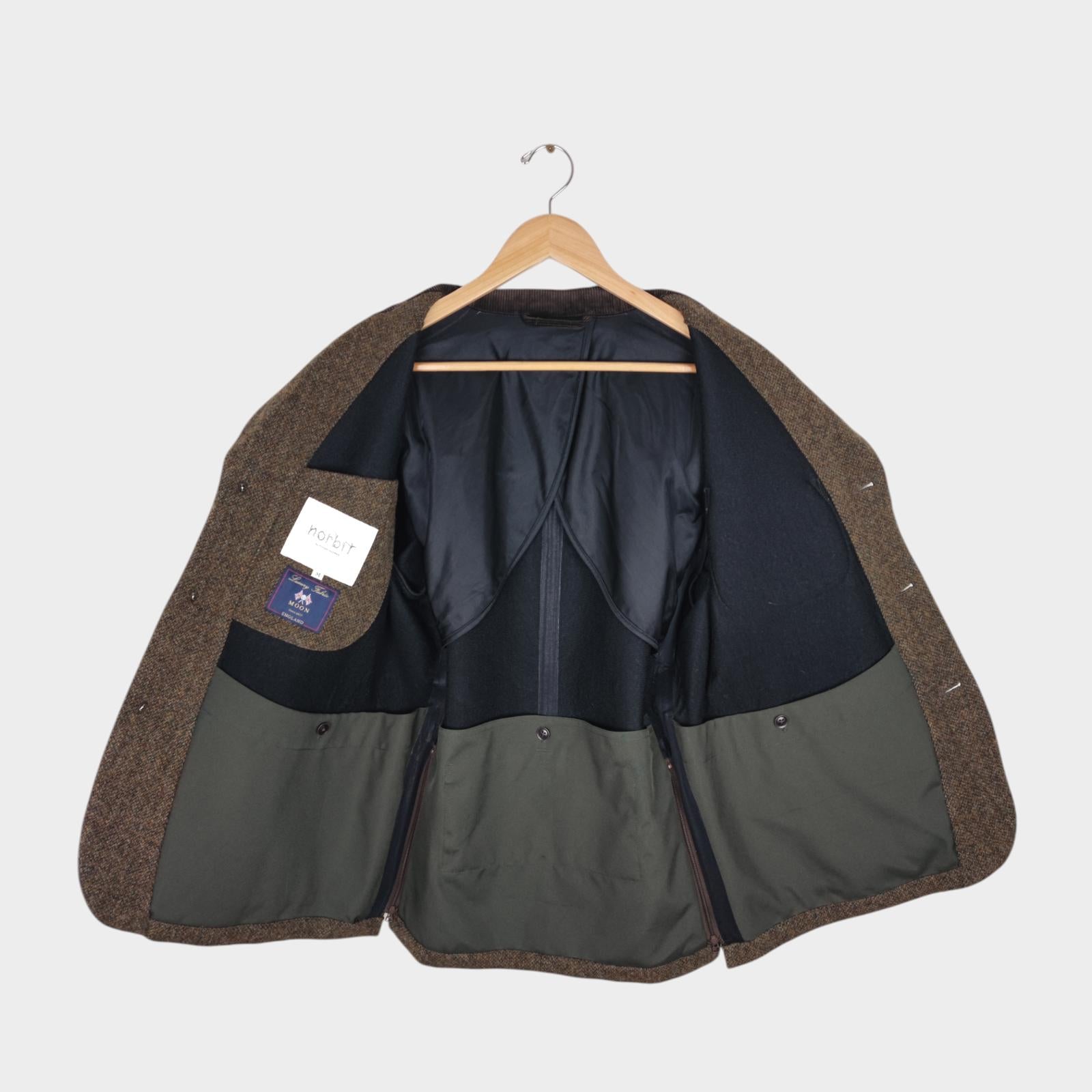 NORBIT BY HIROSHI NOZAWA Men's Khaki Green 100% Wool Tweed Hybrid Fielders Jacket