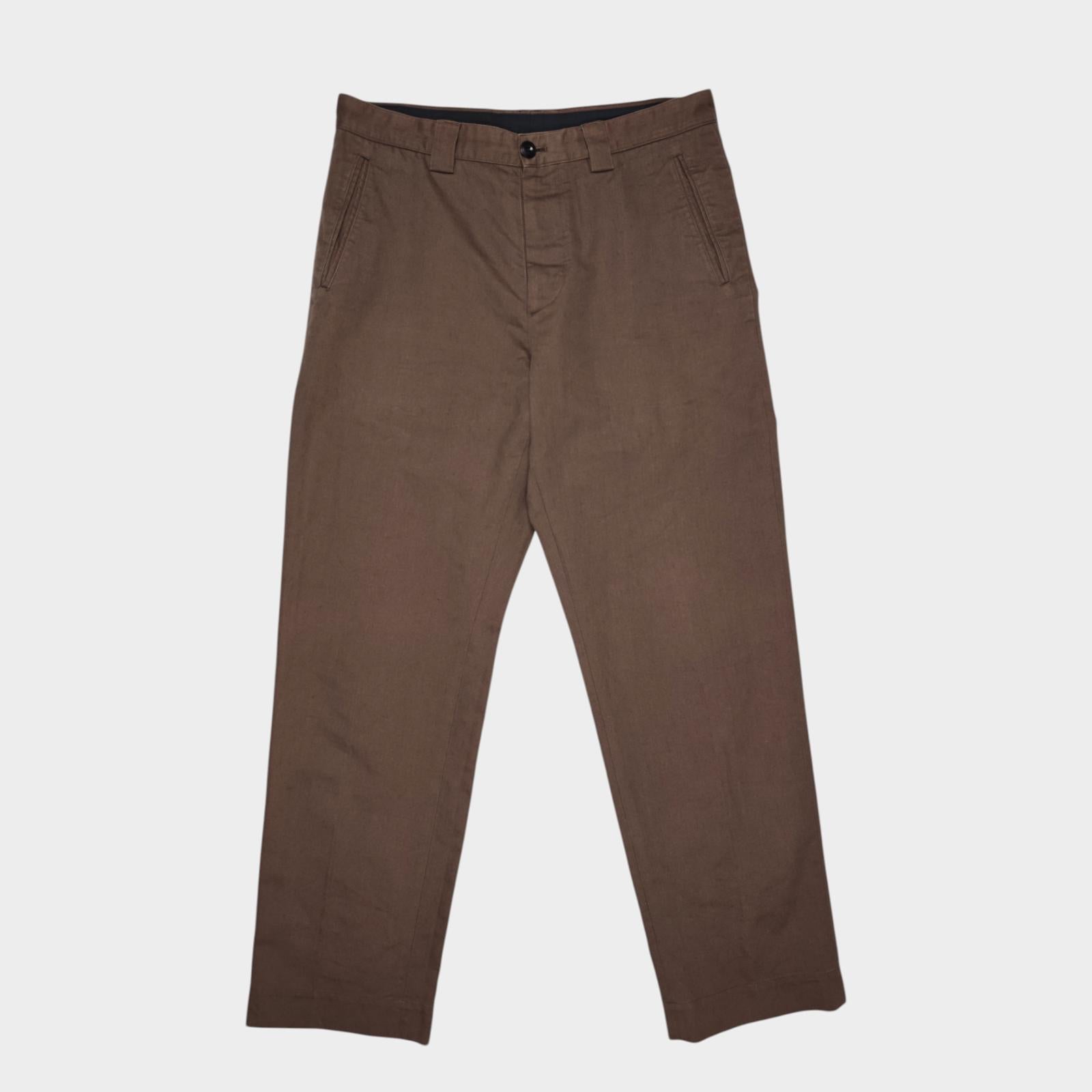MARGARET HOWELL Men's Khaki Cotton/Linen Chino Trousers