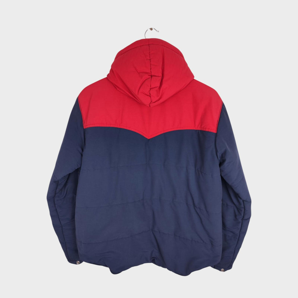 SUGAR CANE Men's Navy/Red Hooded 60/40 Cotton Nylon Padded Jacket