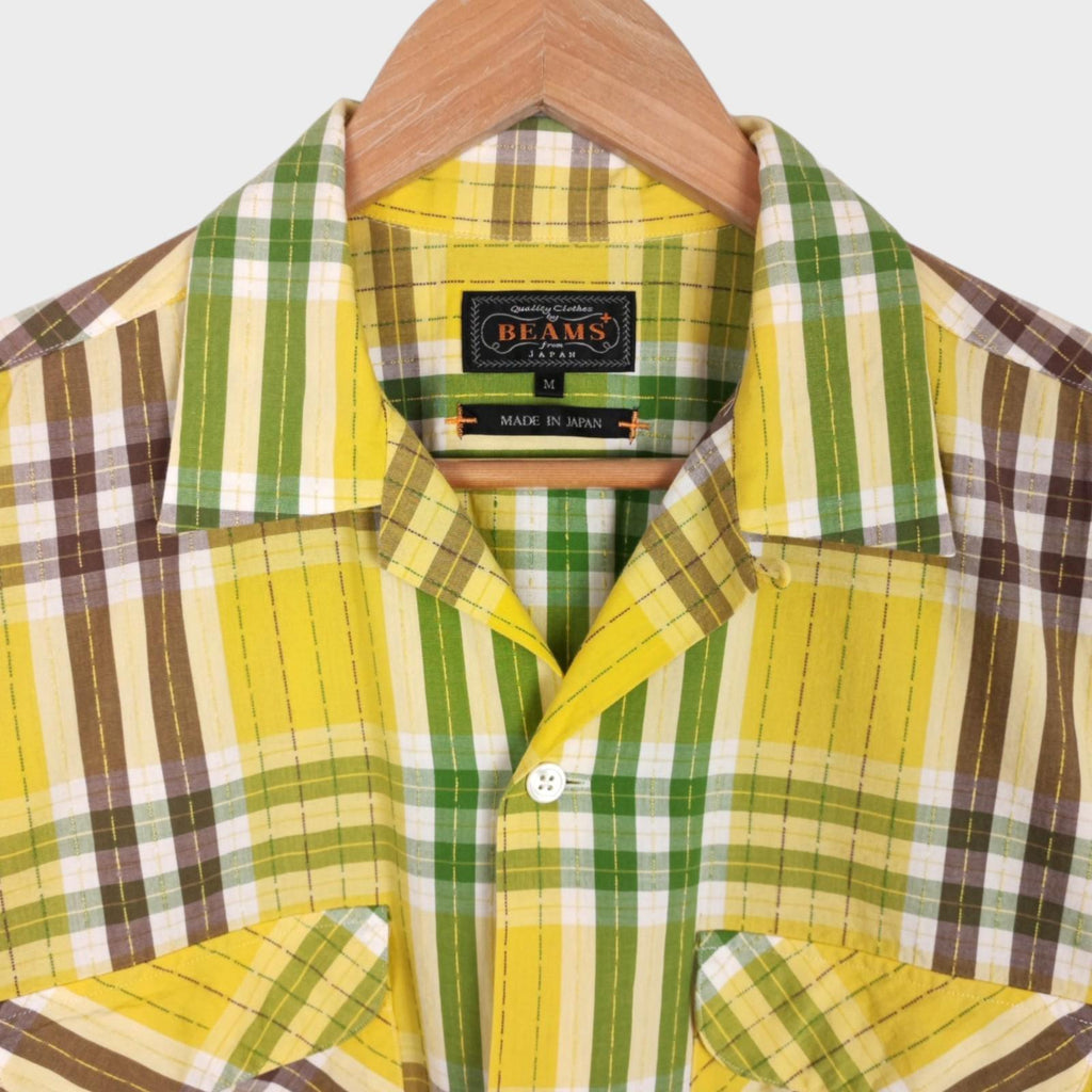 BEAMS PLUS Men's Made in Japan Cotton Checked Shirt