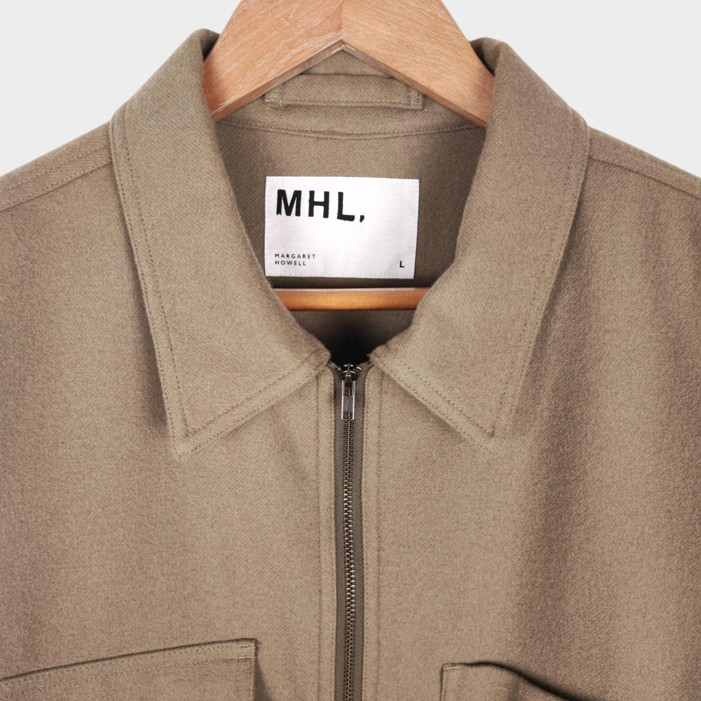 MHL MARGARET HOWELL Men's Light Khaki Cotton Wool Pullover Overshirt