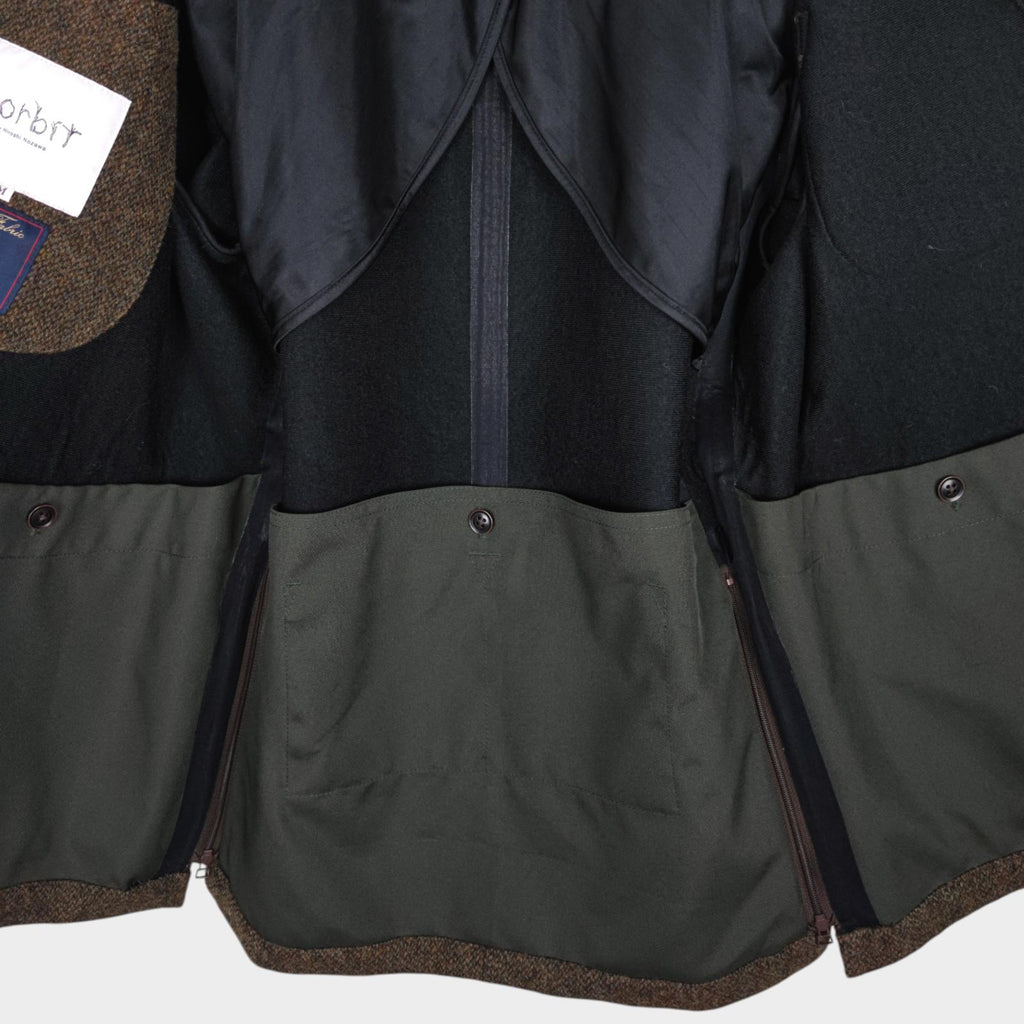 NORBIT BY HIROSHI NOZAWA Men's Khaki Green 100% Wool Tweed Hybrid Fielders Jacket