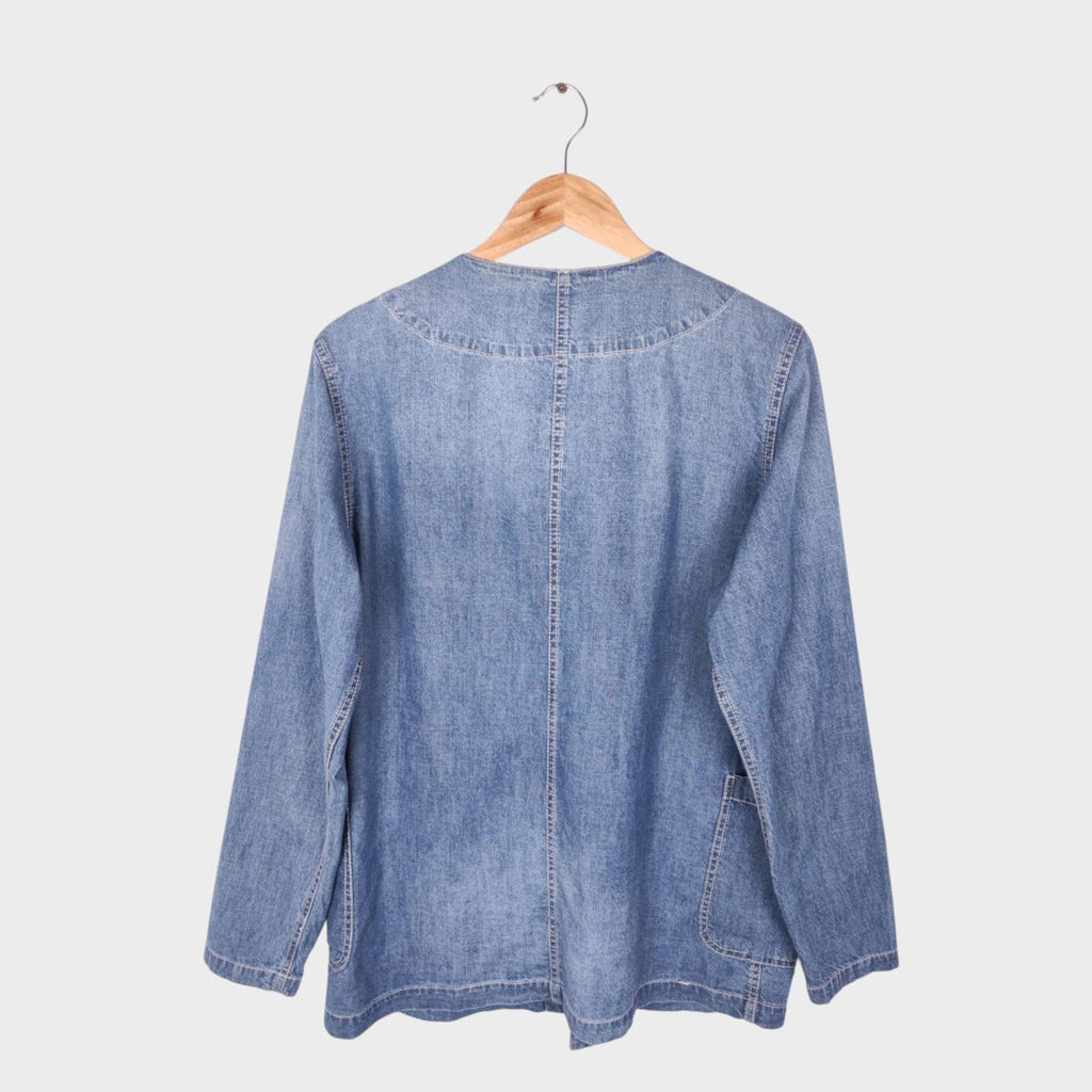 AOZORA BLUE HEAVEN Japan Men's Blue Vintage Wash Denim Chinese Kung Fu Jacket