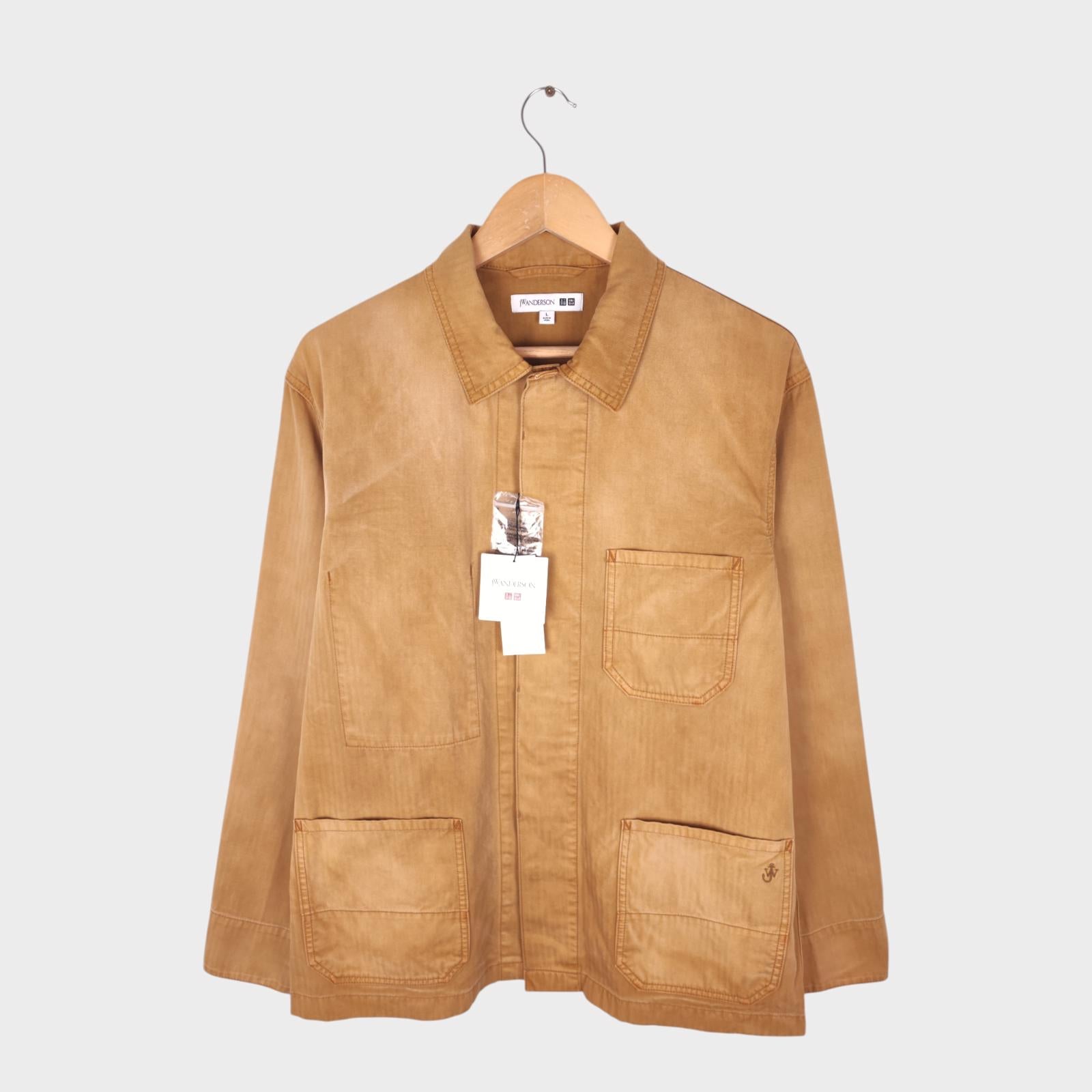 JW ANDERSON x UNIQLO Men's Washed Brown Embroidered Logo Chore Jacket