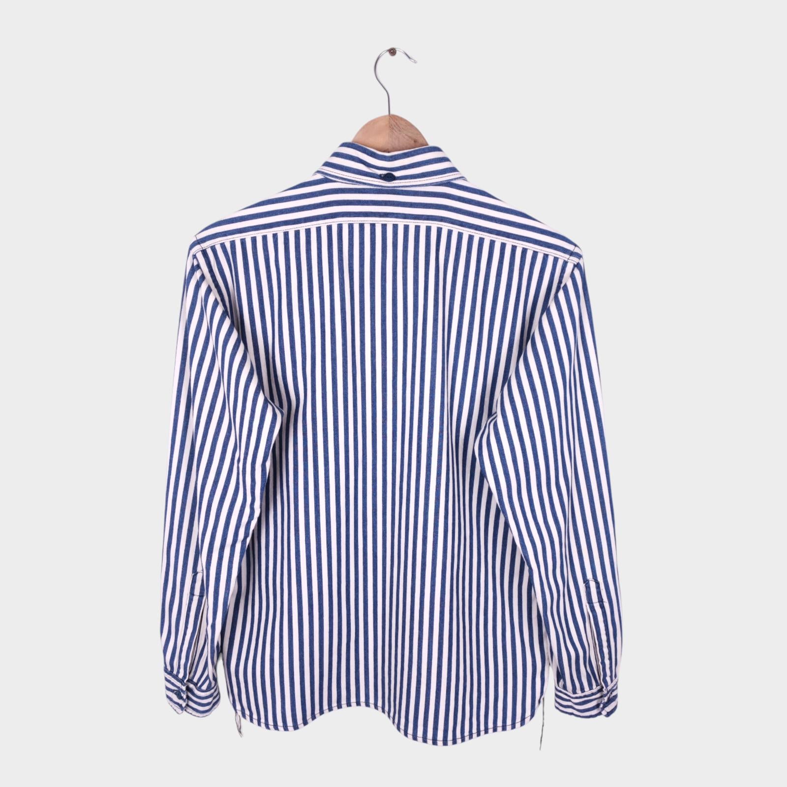 MISTER FREEDOM x SUGAR CANE Men's Made in USA Blue Striped Pullover Shirt