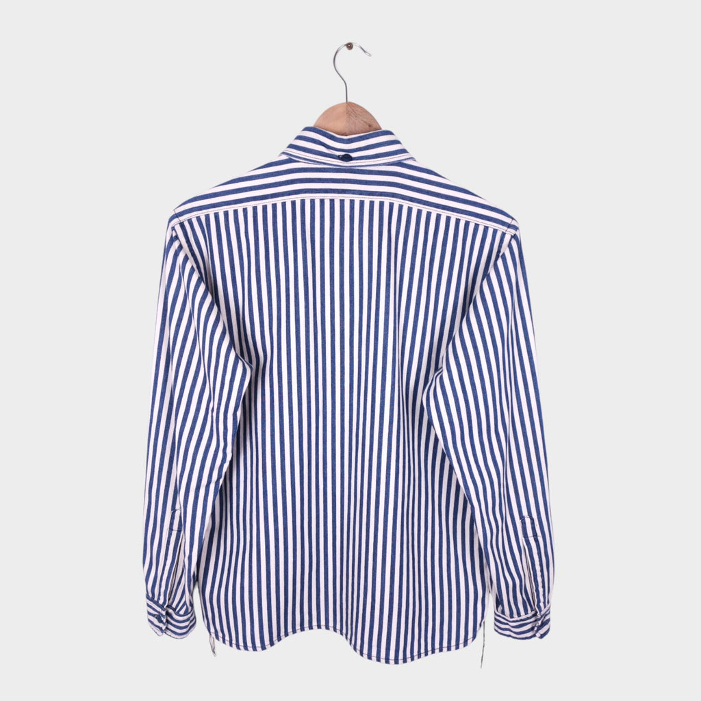 MISTER FREEDOM x SUGAR CANE Men's Made in USA Blue Striped Pullover Shirt