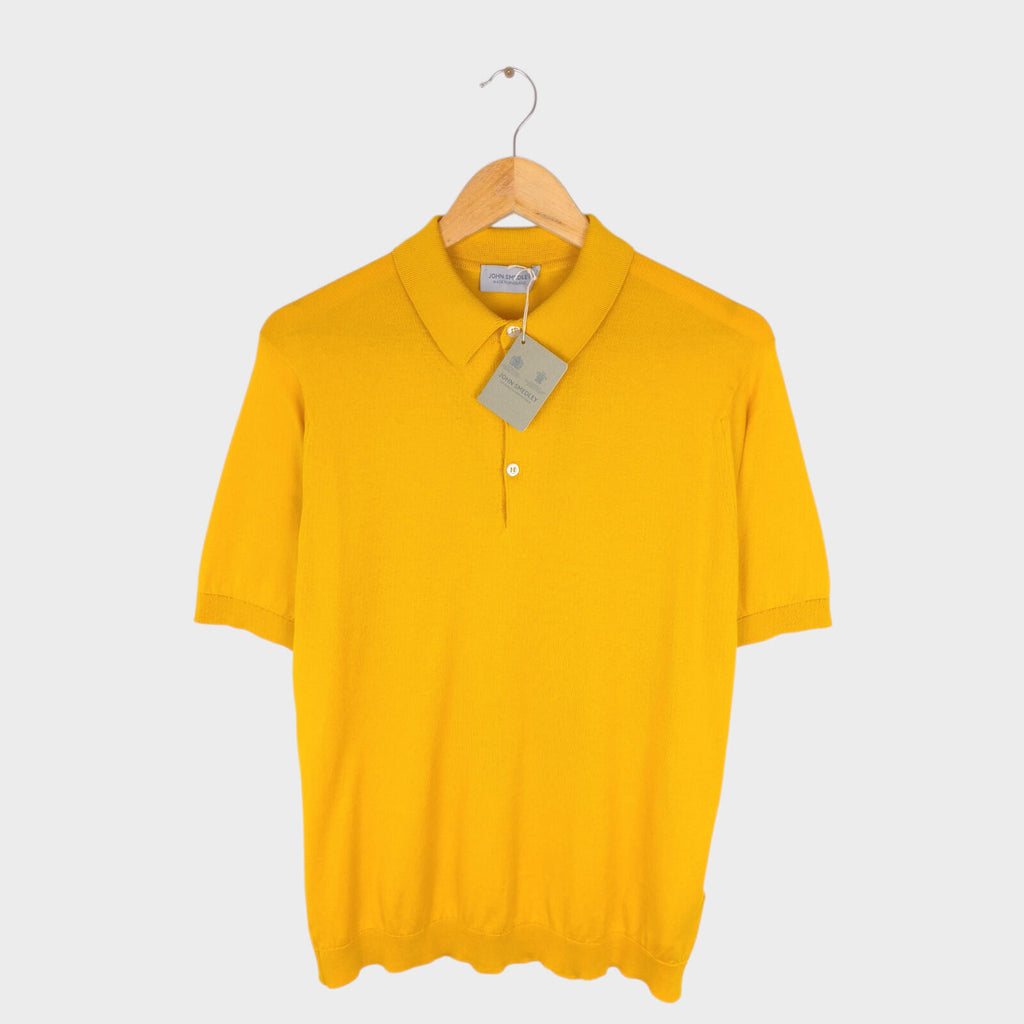 JOHN SMEDLEY Men's Lemon Zest Yellow 100% Sea Island Cotton Reid Polo Shirt