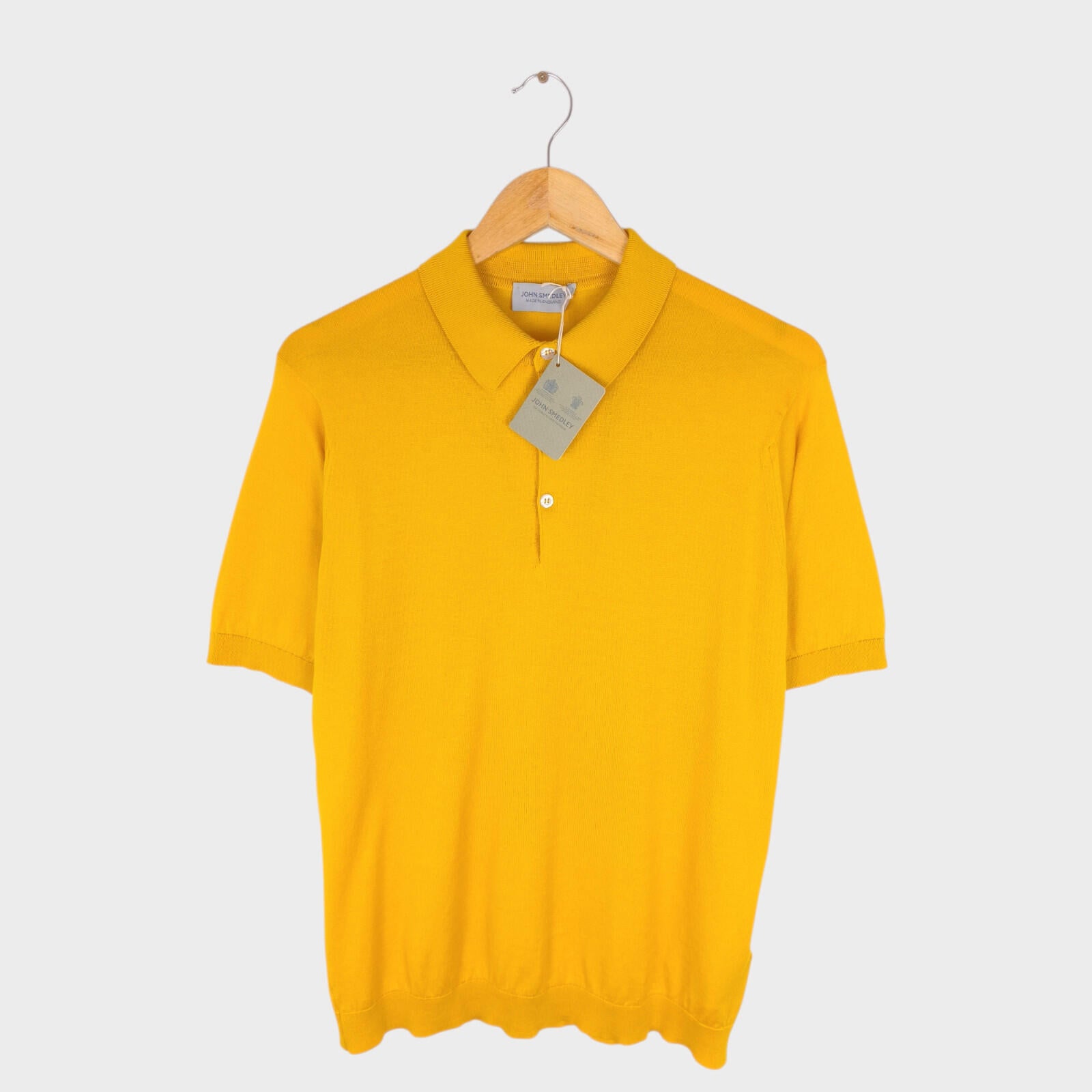JOHN SMEDLEY Men's Lemon Zest Yellow 100% Sea Island Cotton Reid Polo Shirt