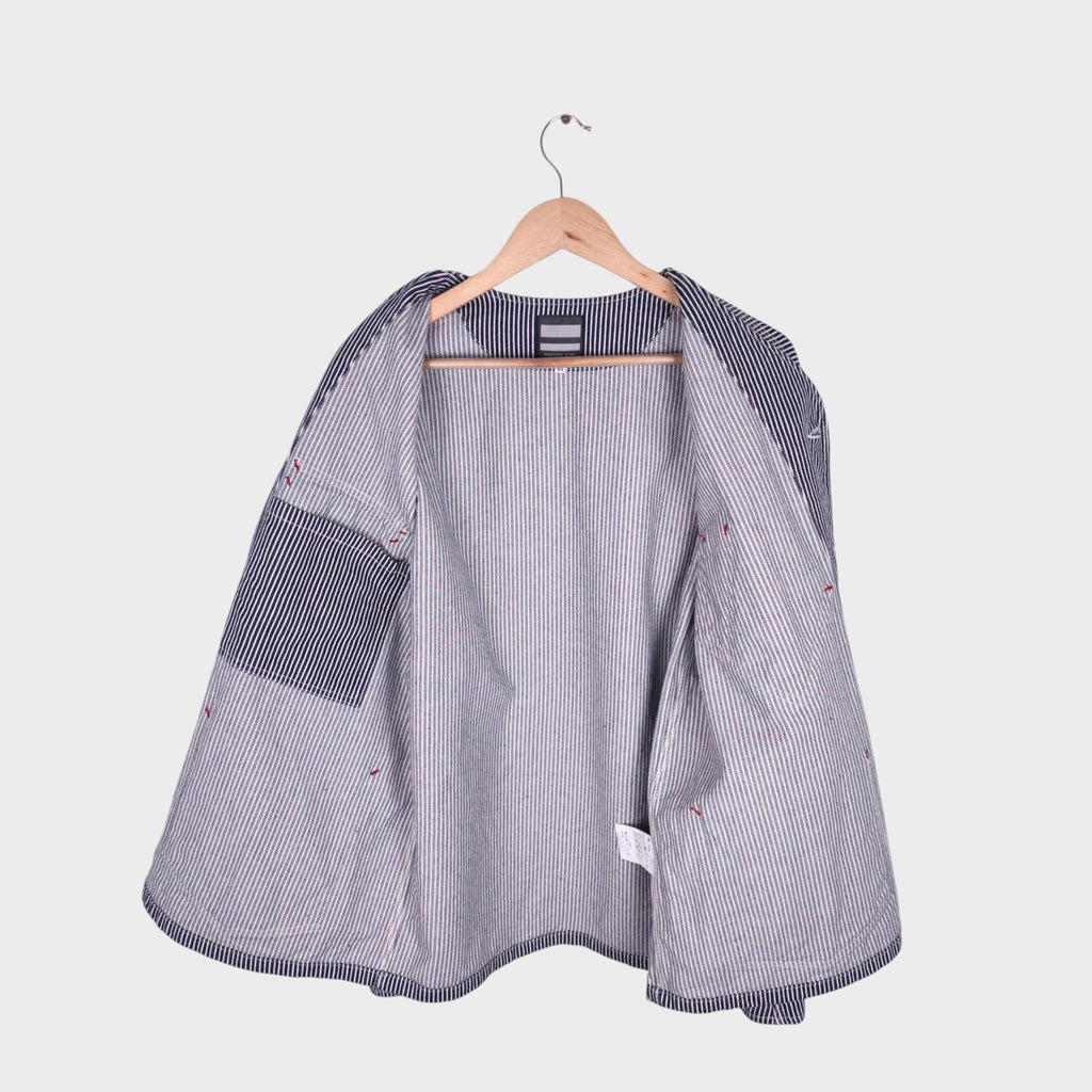 MOMOTARO Men's Made in Japan Hickory Stripe V-Neck Chore Jacket