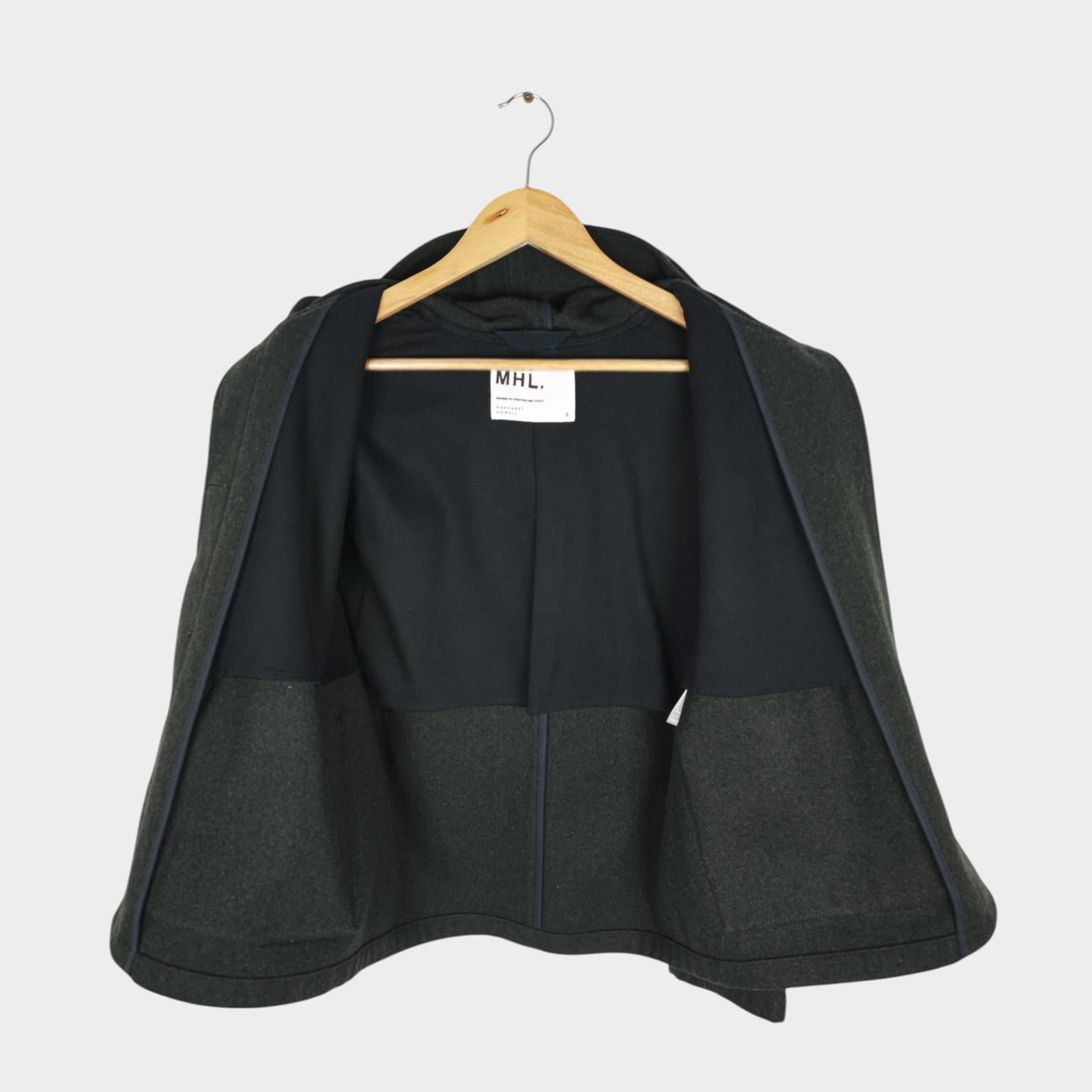 MHL MARGARET HOWELL Women's Dark Green Heavyweight Wool Short Coat Jacket