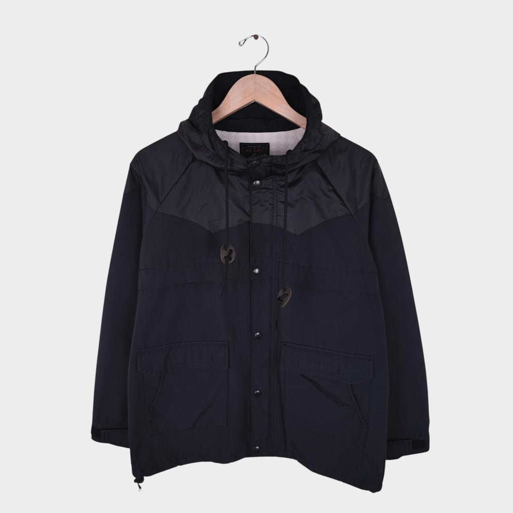 BEAMS PLUS Men's Black 60/40 Cotton Nylon Hooded Mountain Parka Jacket