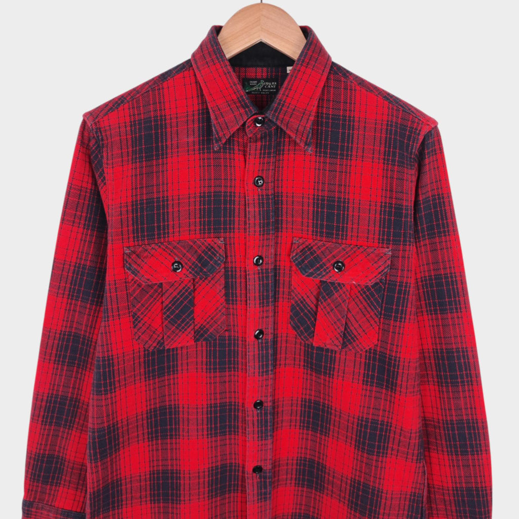 SUGAR CANE Men's Made in Japan Red Checked Soft Twill Work Shirt