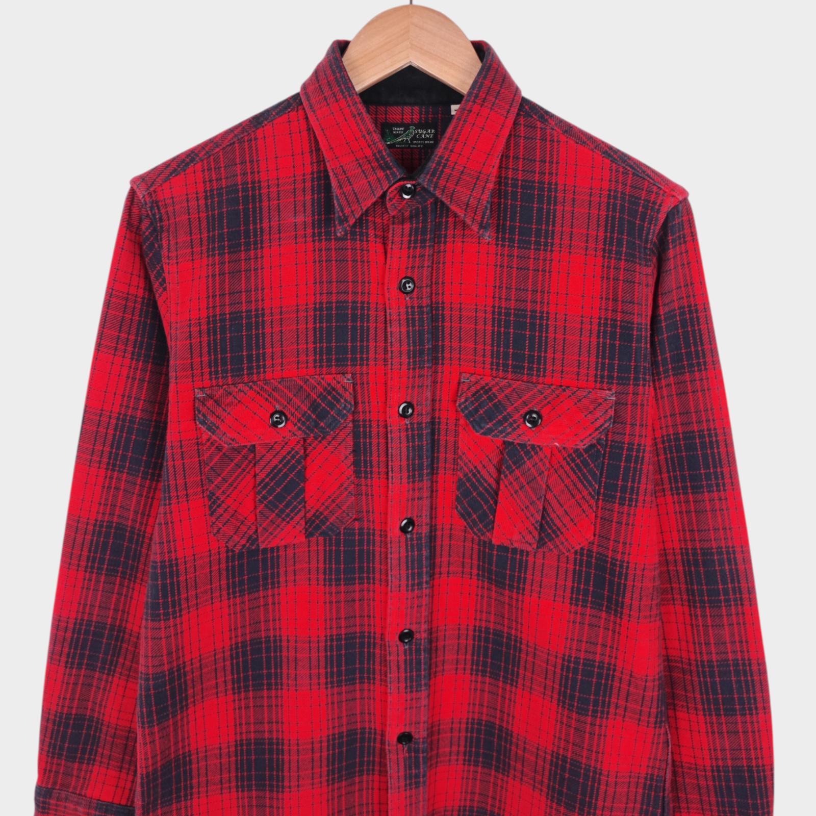 SUGAR CANE Men's Made in Japan Red Checked Soft Twill Work Shirt