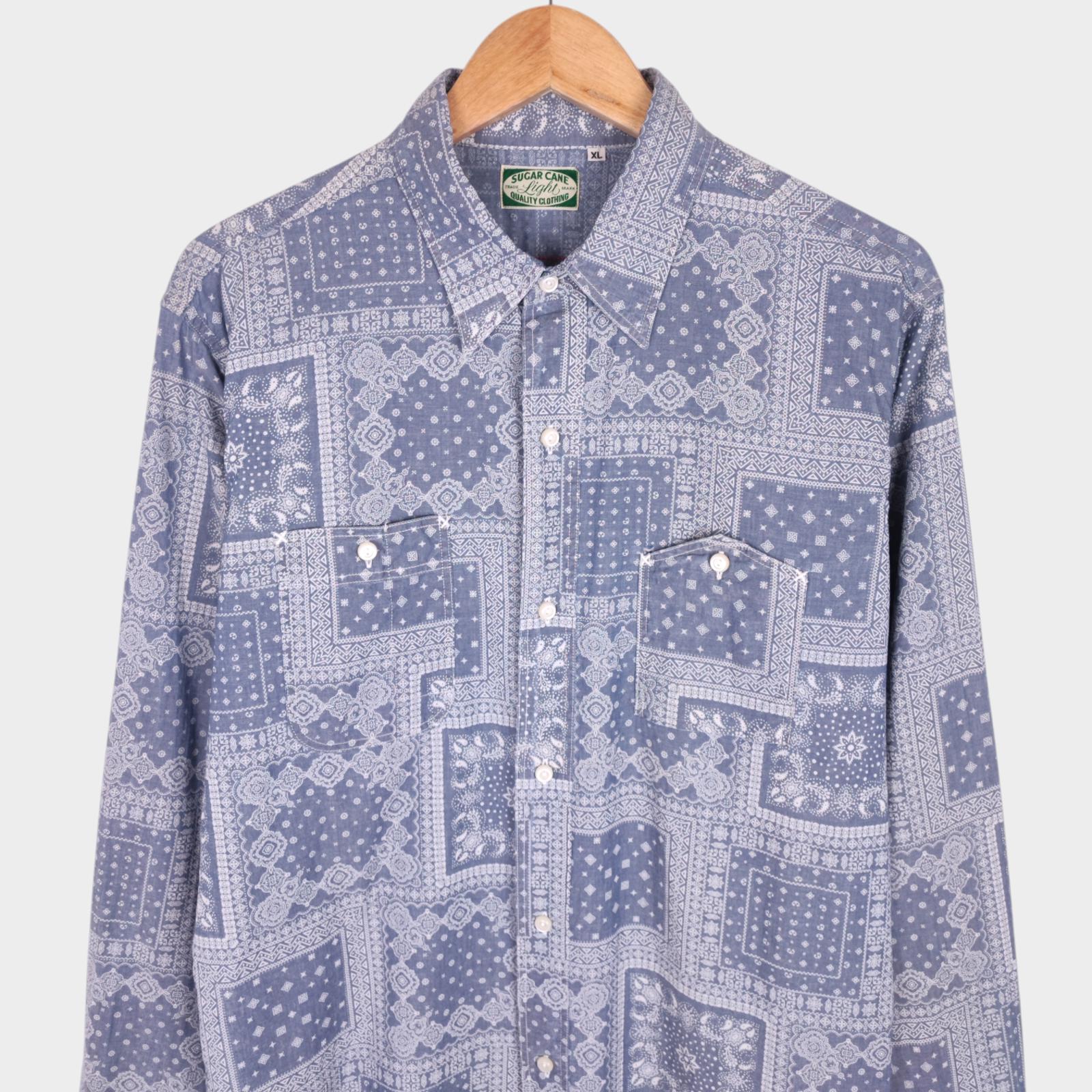 SUGAR CANE Men's Made in Japan Bandana Paisley Print Shirt